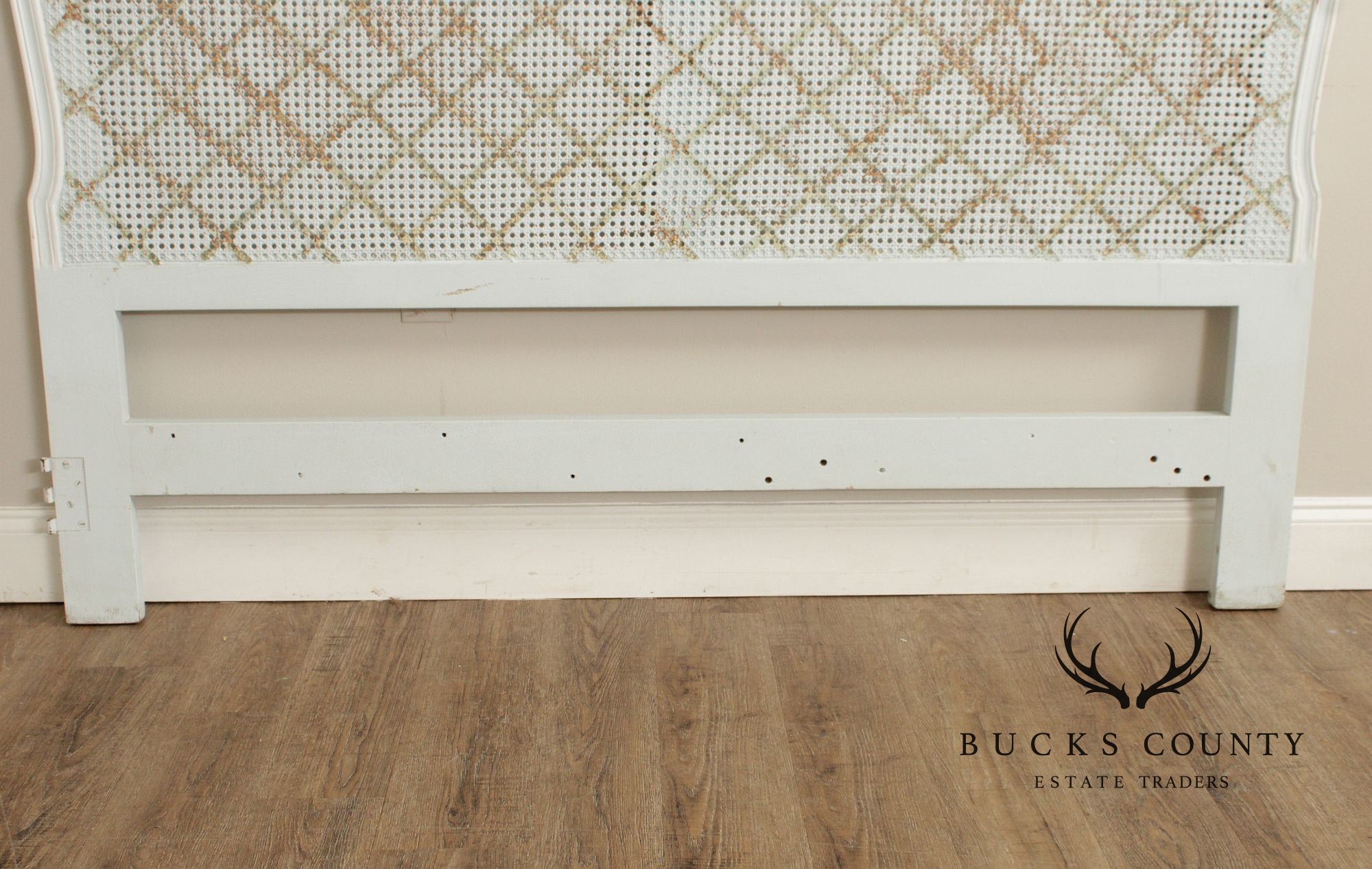 French Provincial Style Queen Size Painted Caned Headboard