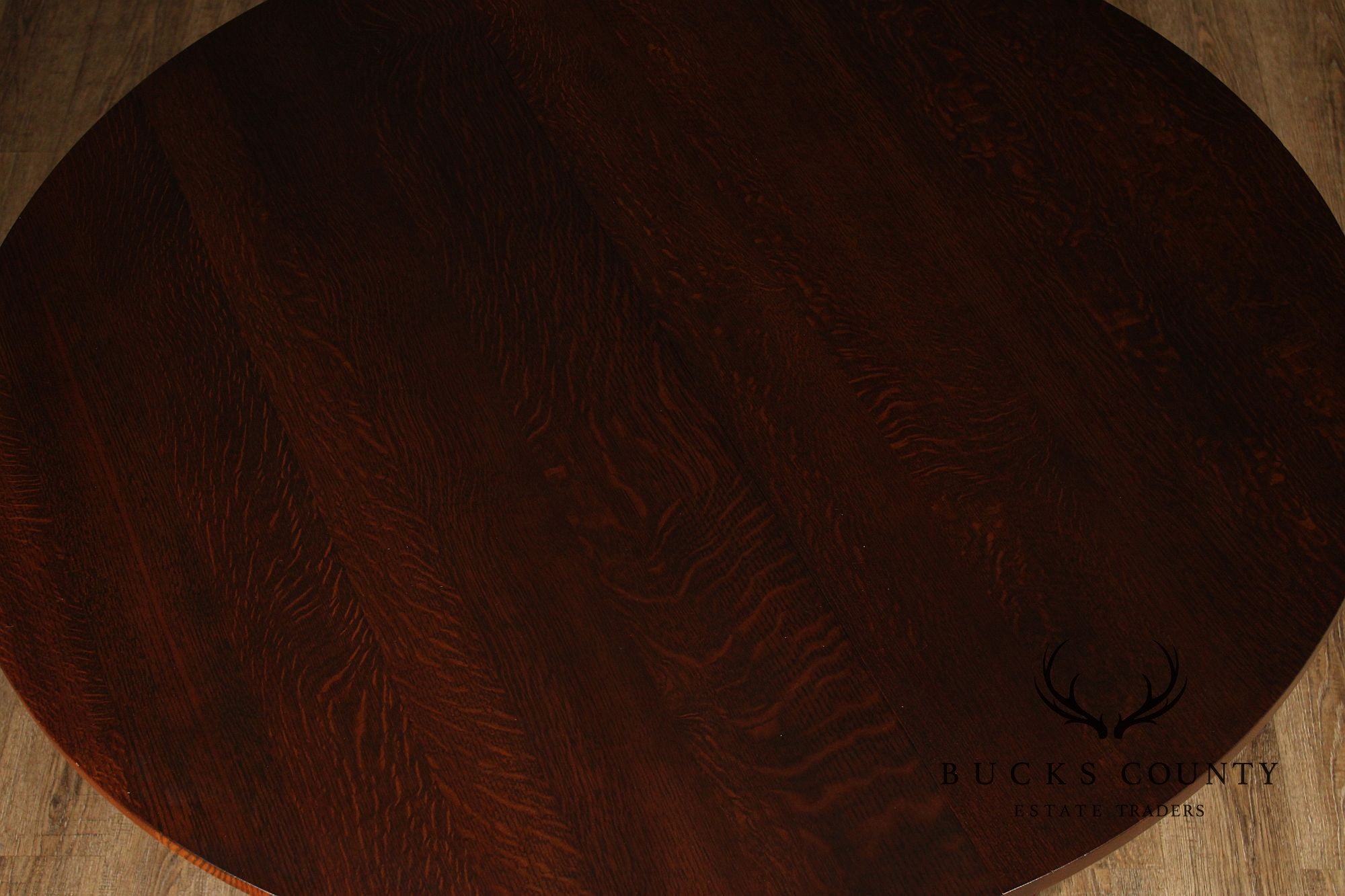 Stickley Mission Collection Round Oak Extendable Dining Table