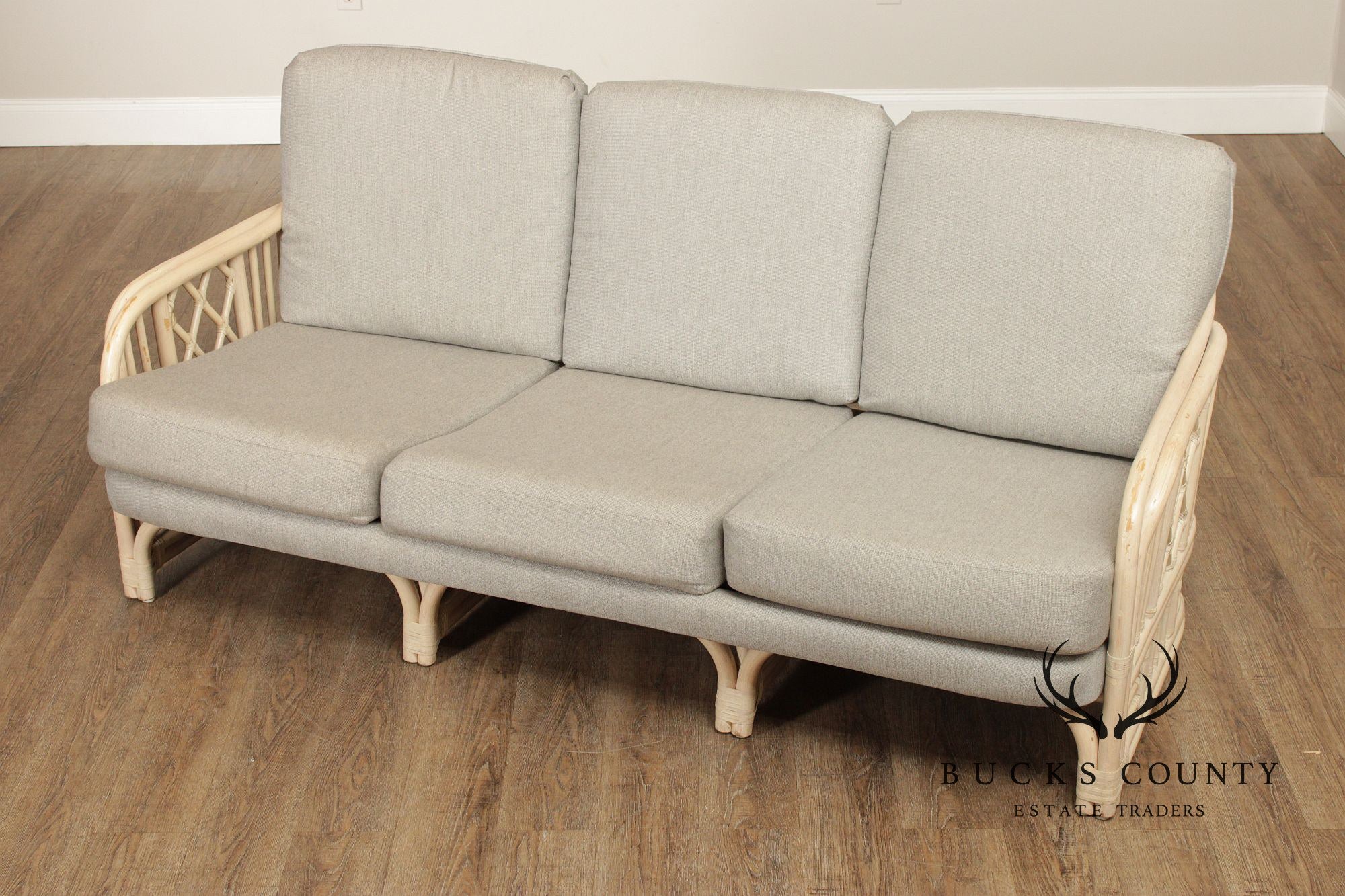 Brighton Pavilion Style Vintage Rattan Three-Seat Sofa