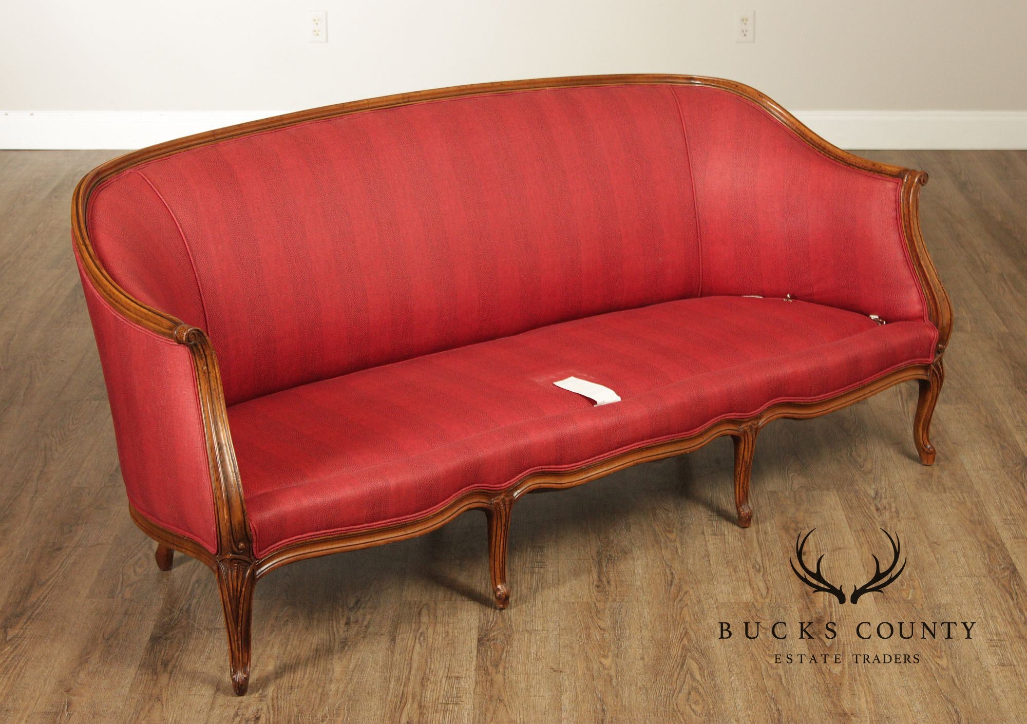 French Louis XV Style Walnut Upholstered Sofa