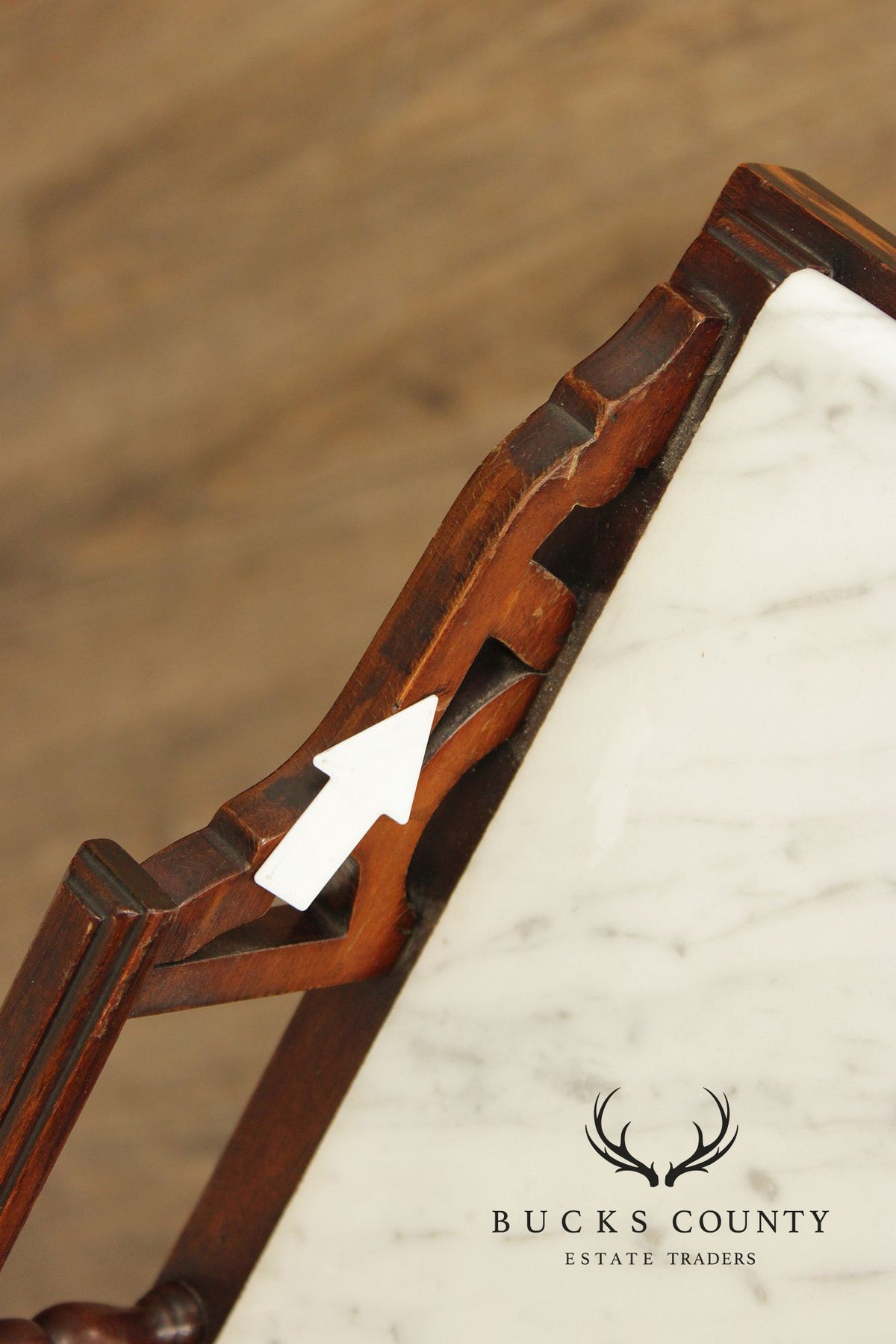 Vintage Hepplewhite Style Mahogany Marble Top Console Server Table