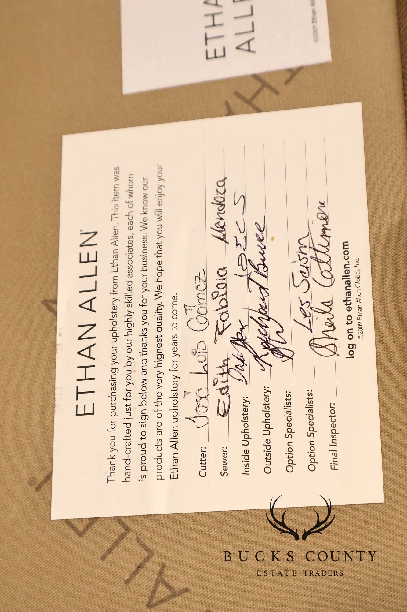 Ethan Allen Upholstered Custom Sectional Sofa With Chaise