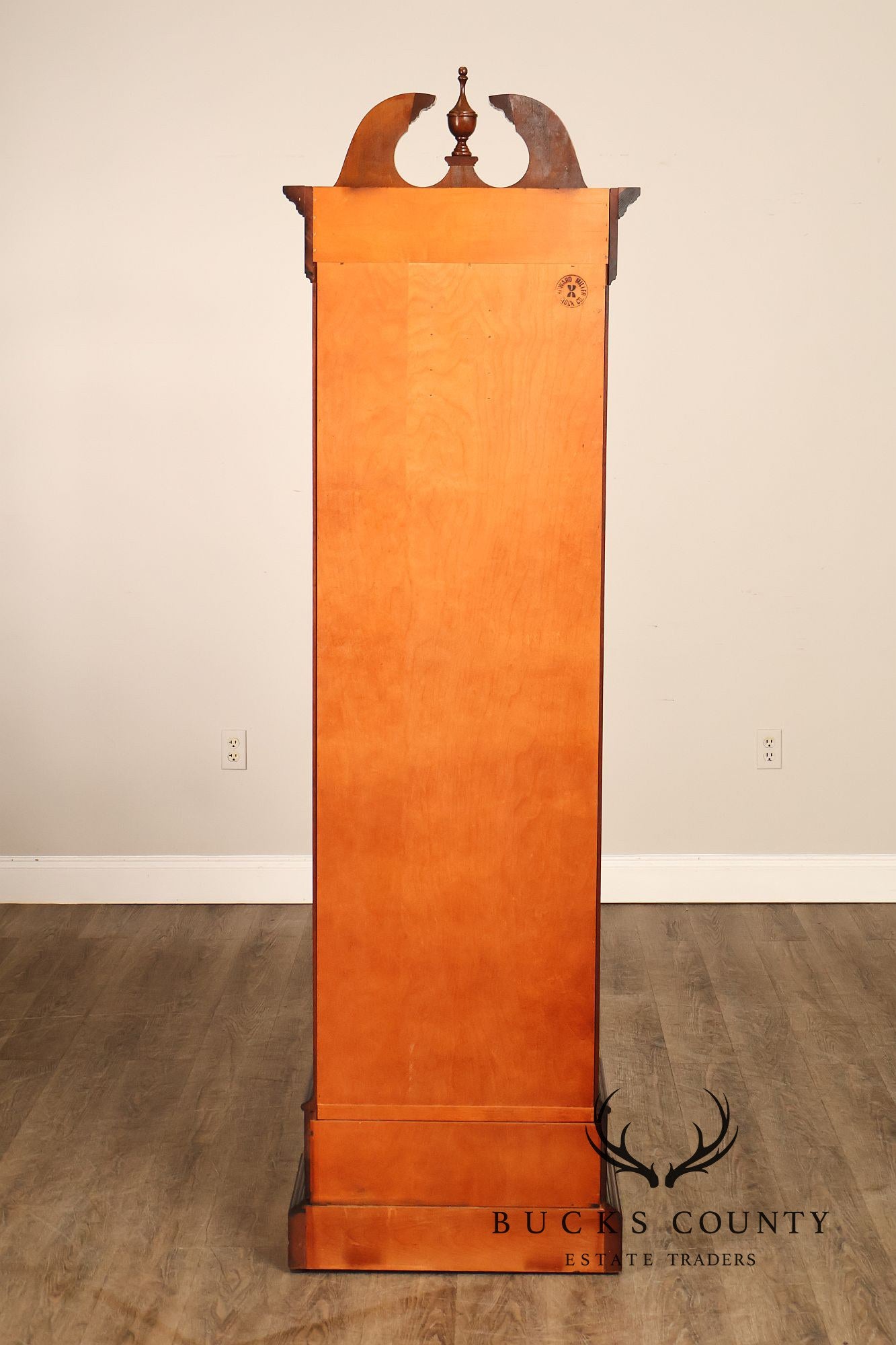 Howard Miller Mahogany Grandfather Clock With Brass Dial And Weights