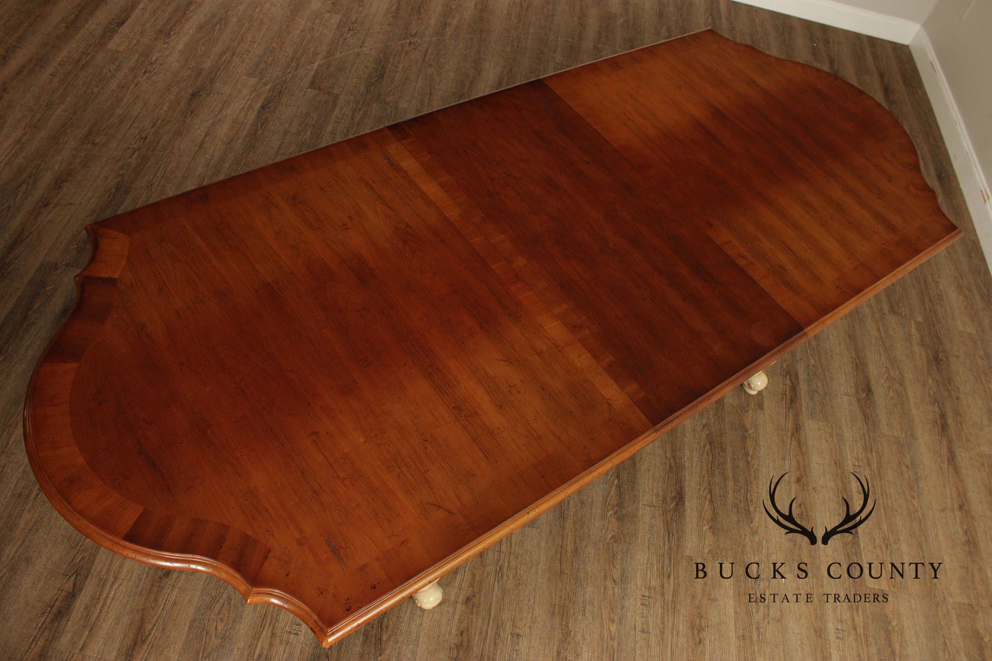 Century Cream Painted Iron Stretcher Base Dining Table