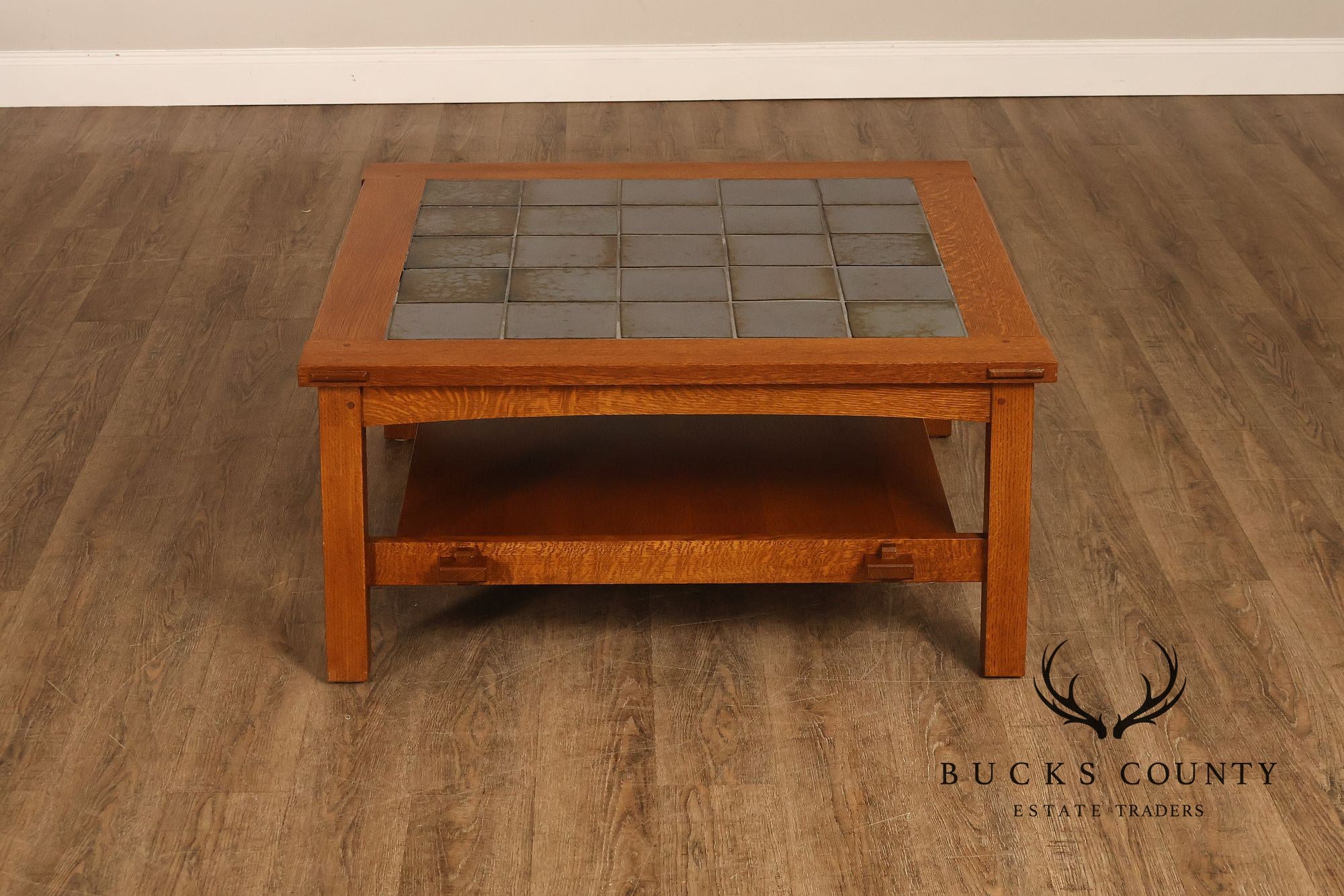 Stickley Mission Collection Tile Top Square Oak Coffee Table