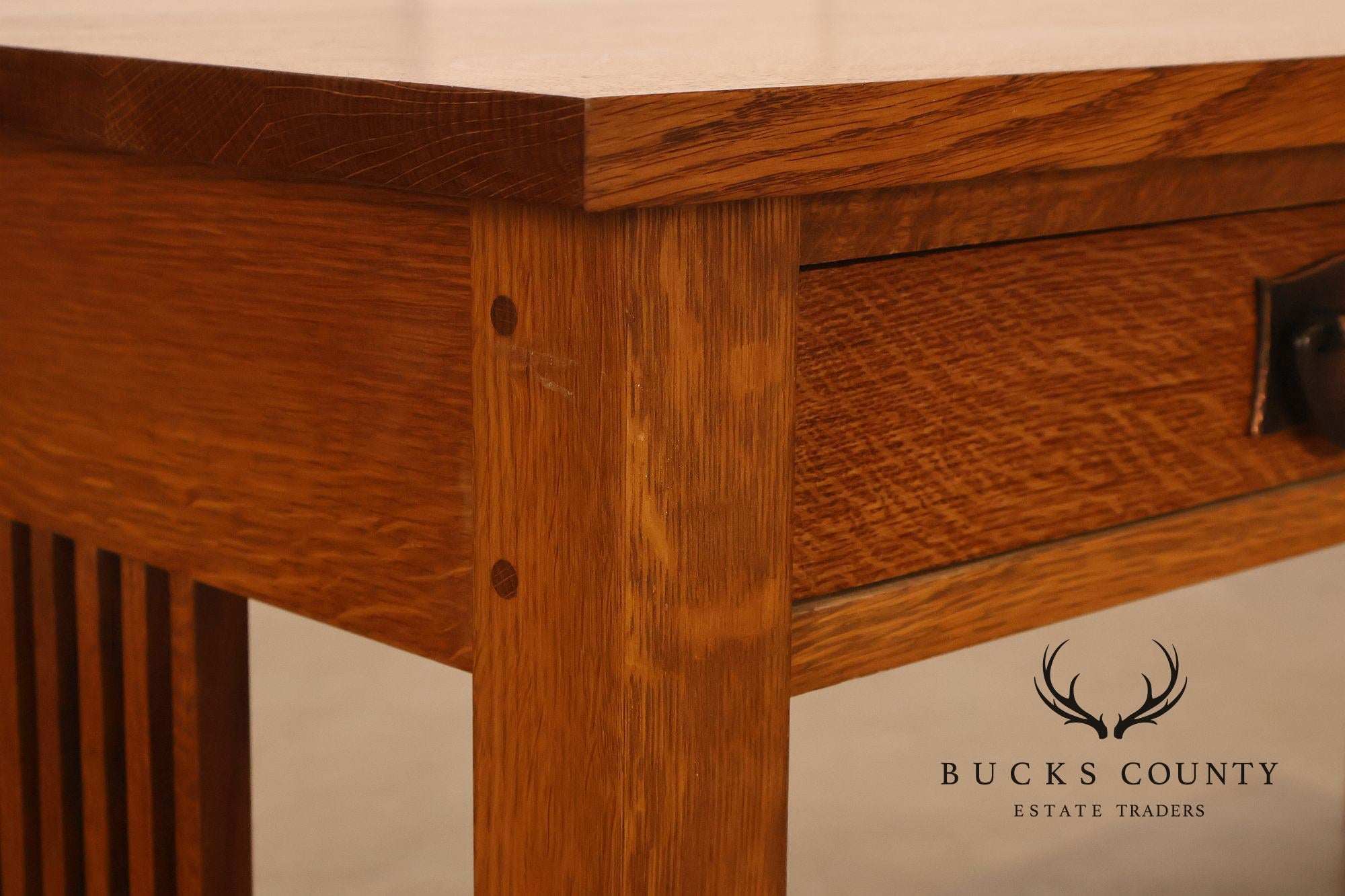 Stickley Mission Collection Oak Spindle Desk Library Table