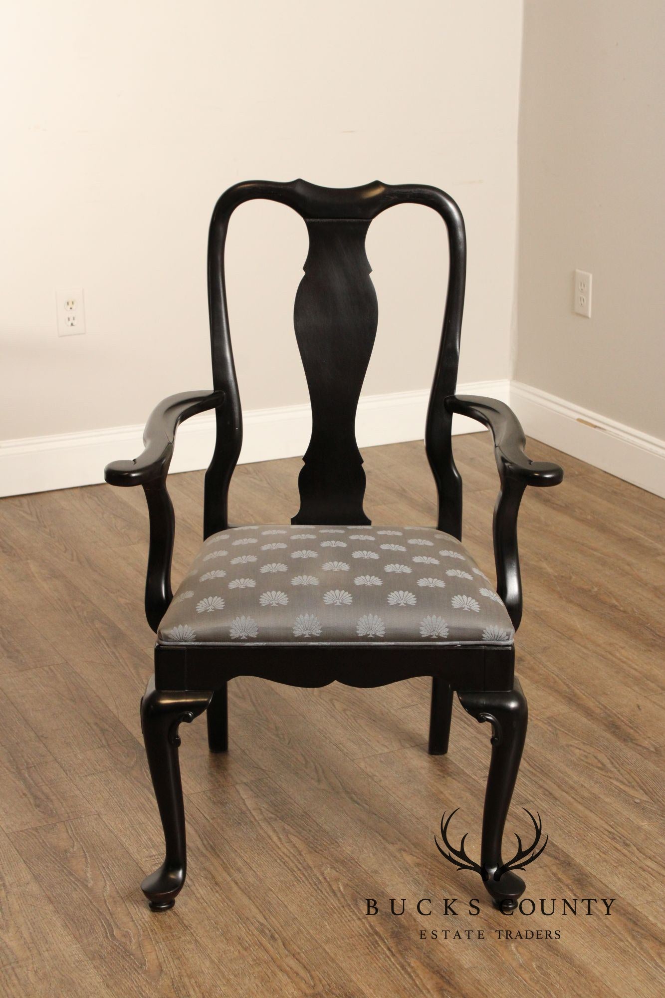 Century Furniture Ebonized Set of Six Queen Anne Style Dining Chairs