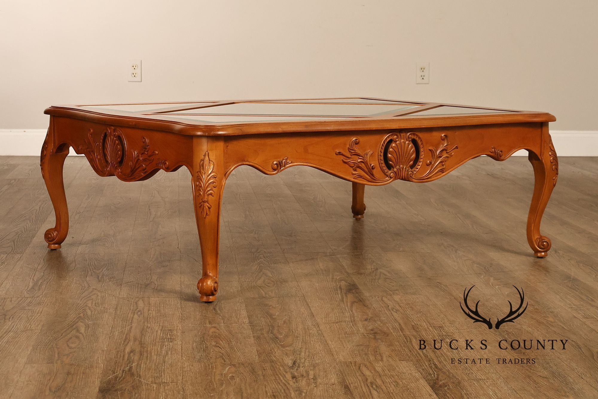 Ethan Allen 'Legacy' French Country Style Glass Top Coffee Table