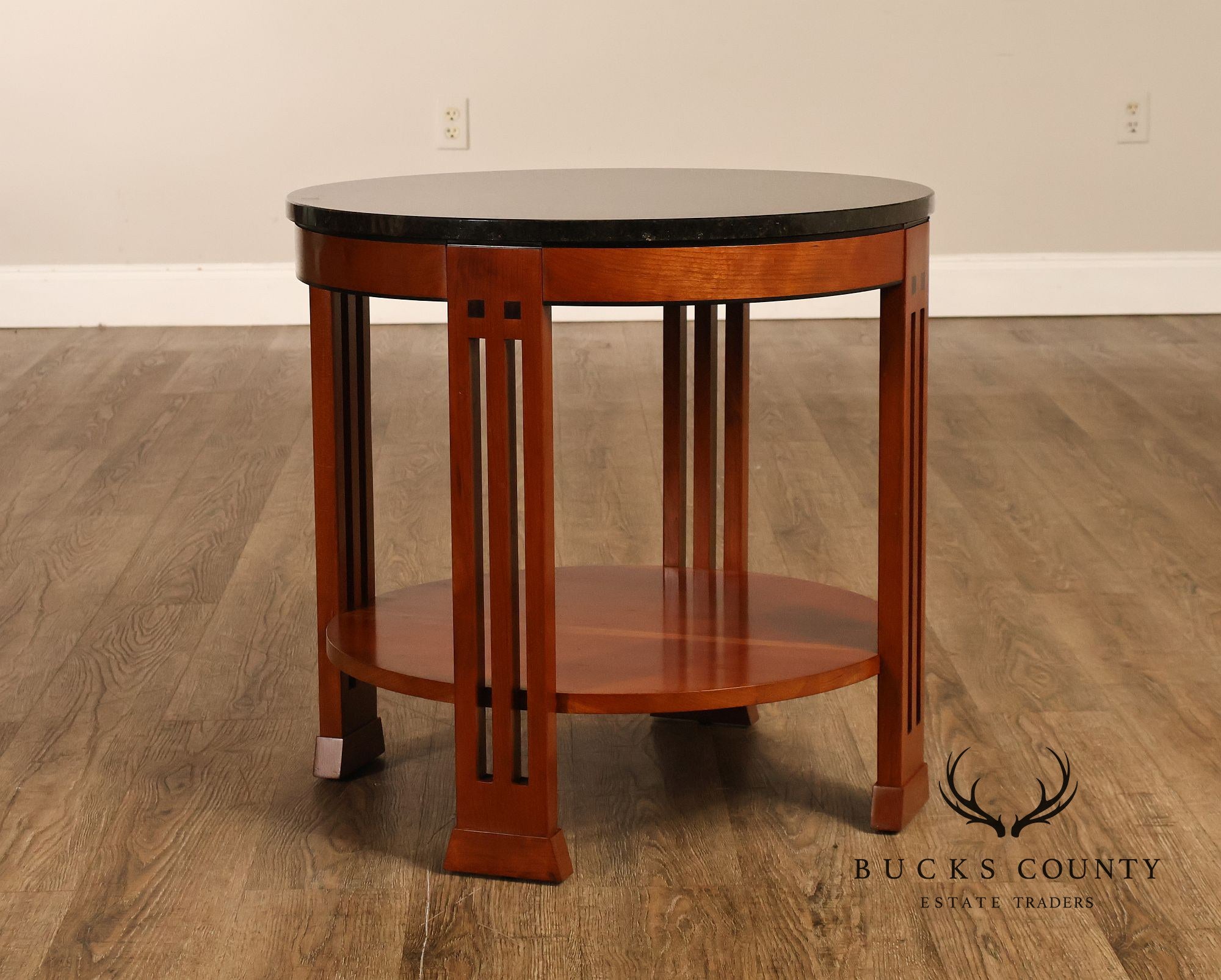Stickley 21st Century Collection Round Cherry Granite Top Lamp Table