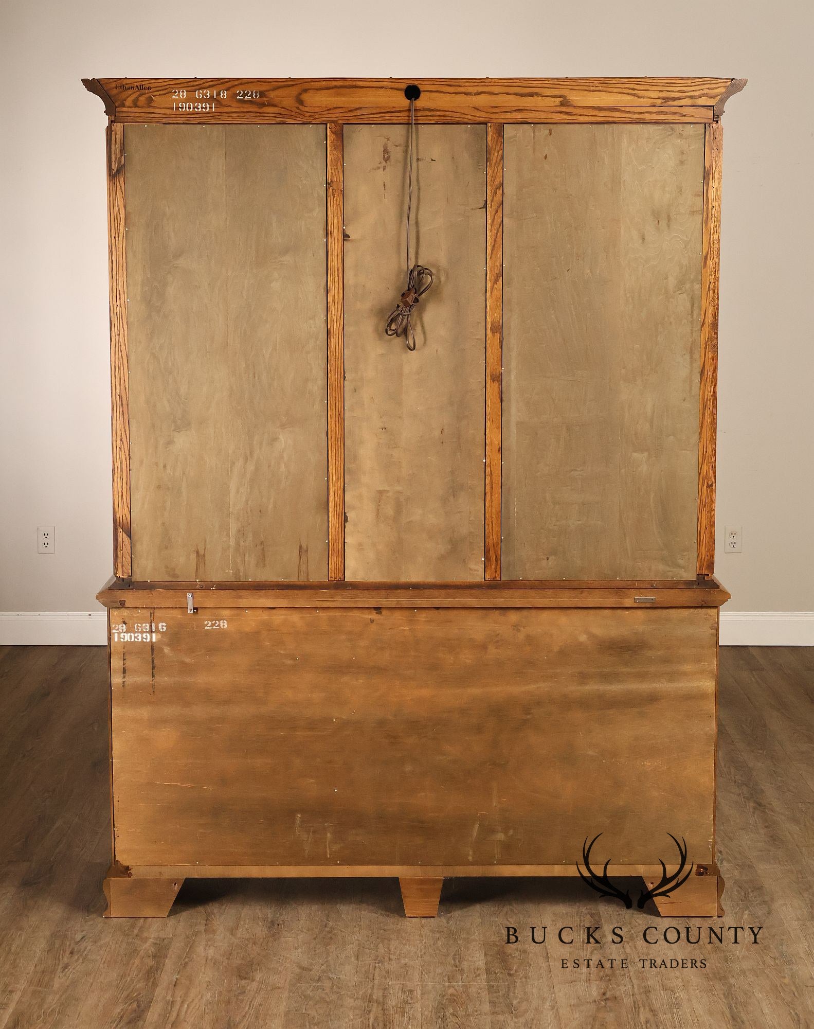 Ethan Allen Traditional Oak Lighted China Cabinet