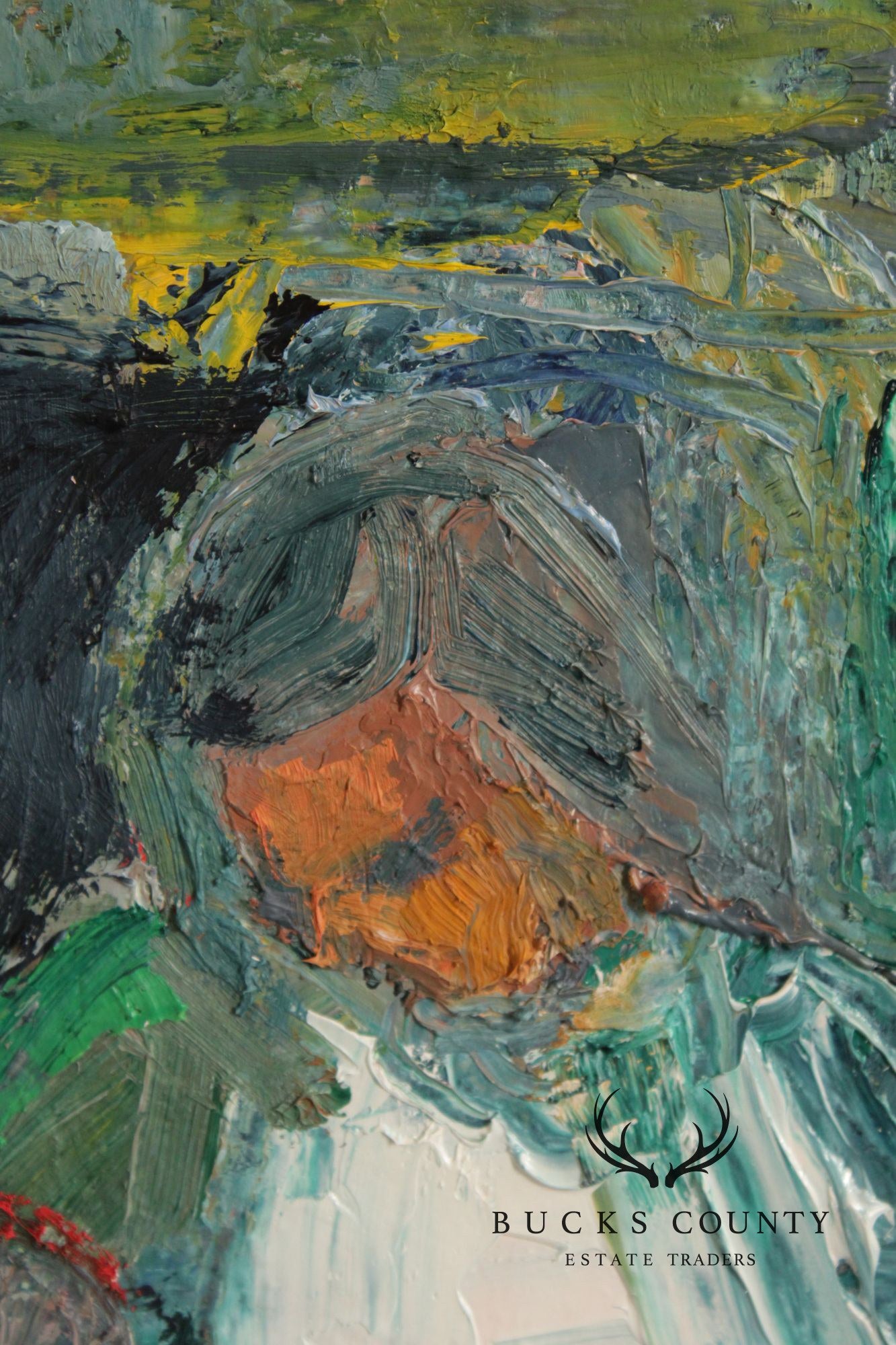 Dee Jenkins Abstract Oil Painting, 'Man on Train'
