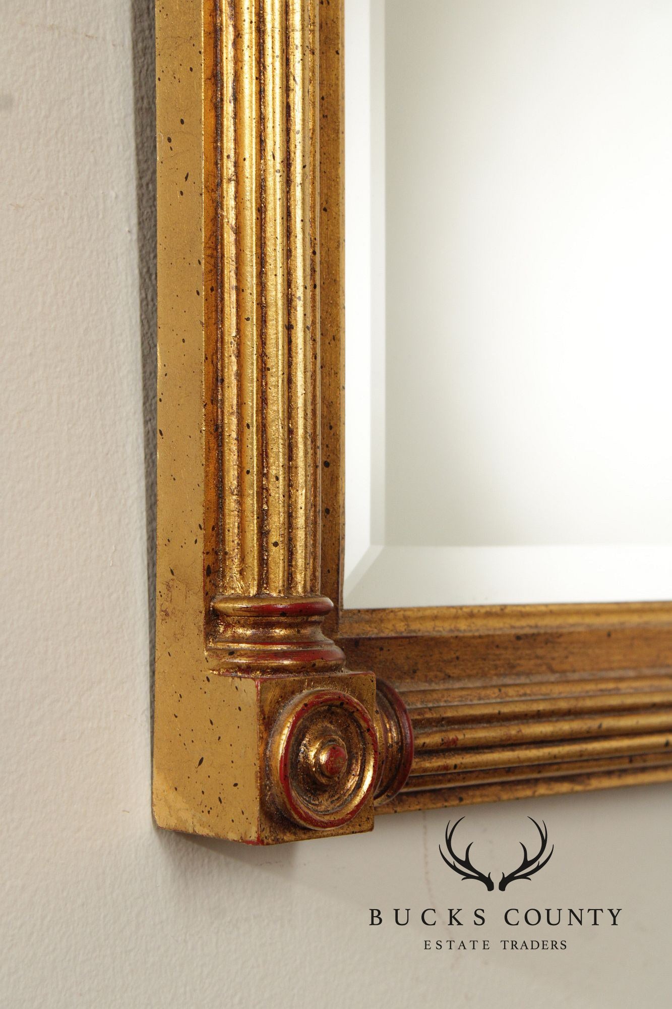 Vintage Eglomise and Giltwood Empire Style Trumeau Mirror