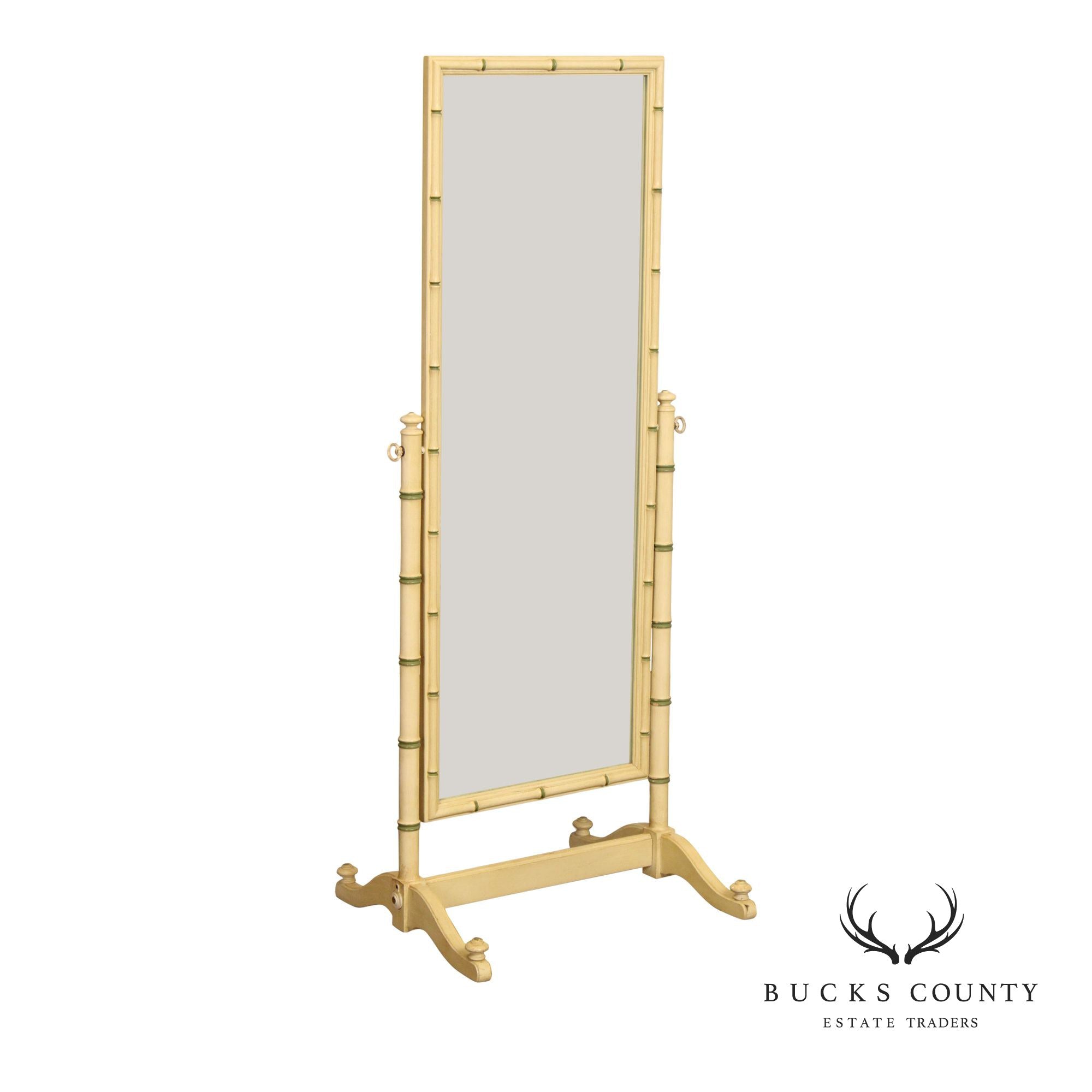 Thomasville Vintage Faux Bamboo Painted Cheval Mirror