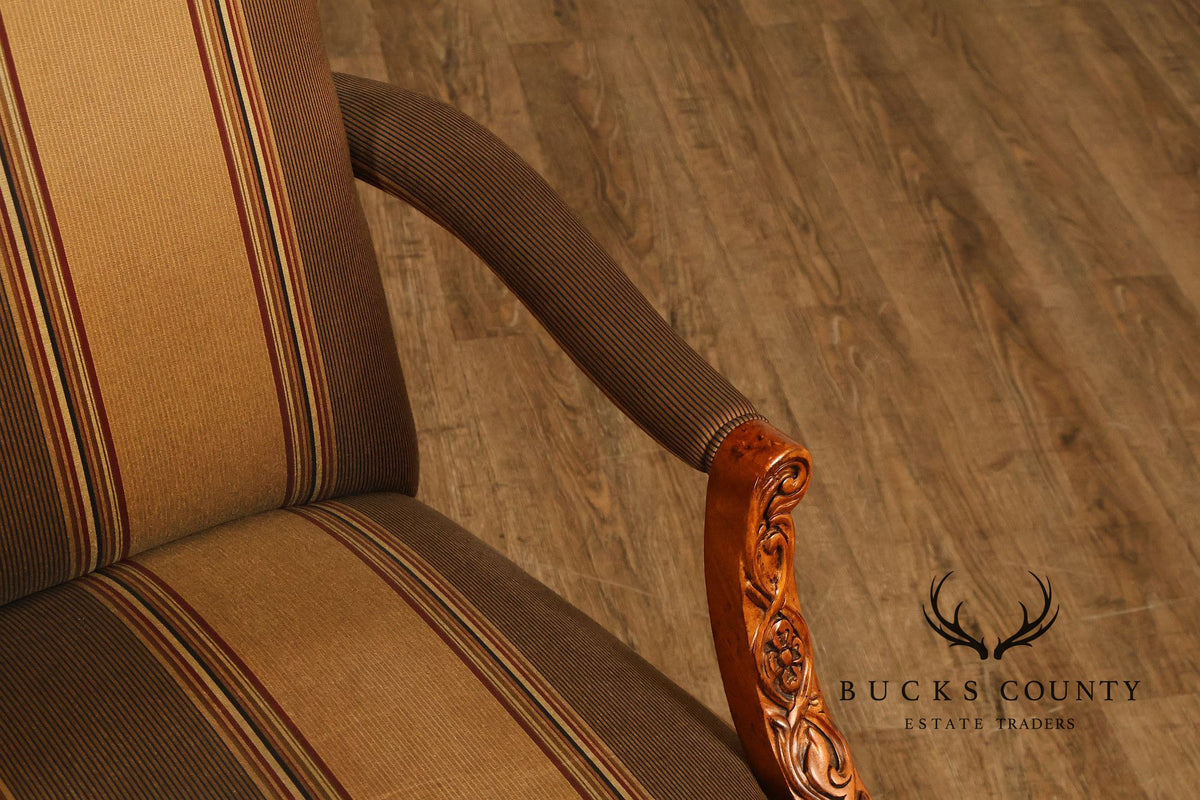 Century Chair Co. Traditional Chippendale Style Carved Upholstered Armchair