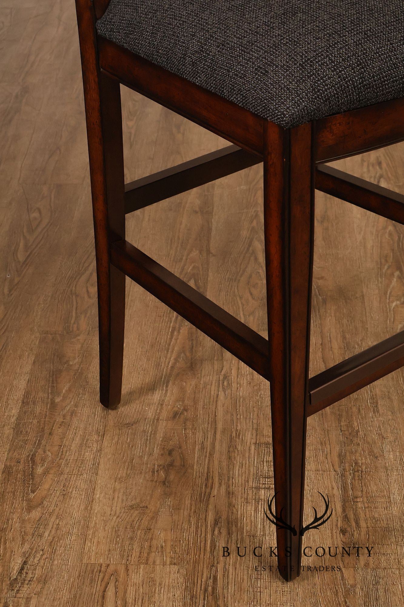 Contemporary Pair of Upholstered Bar Stools
