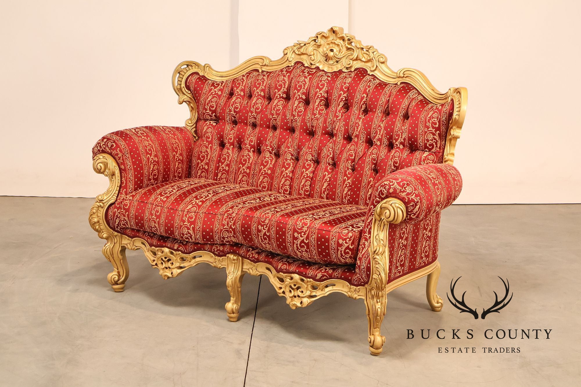 Baroque Style Giltwood Tufted Sofa