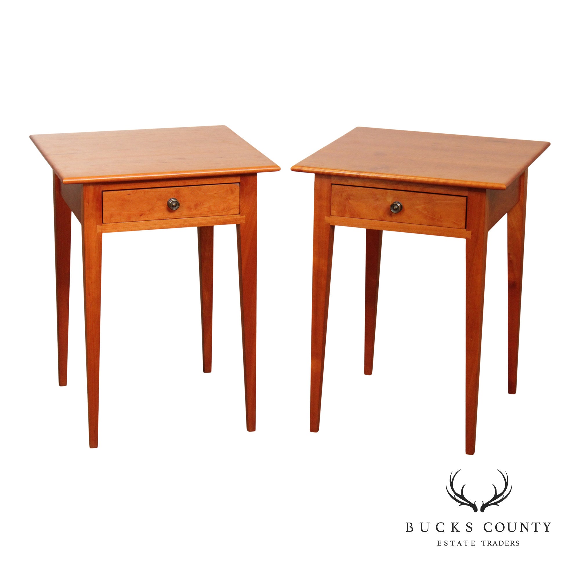 Hepplewhite Style Custom Crafted Pair of Cherry One Drawer Work Stands