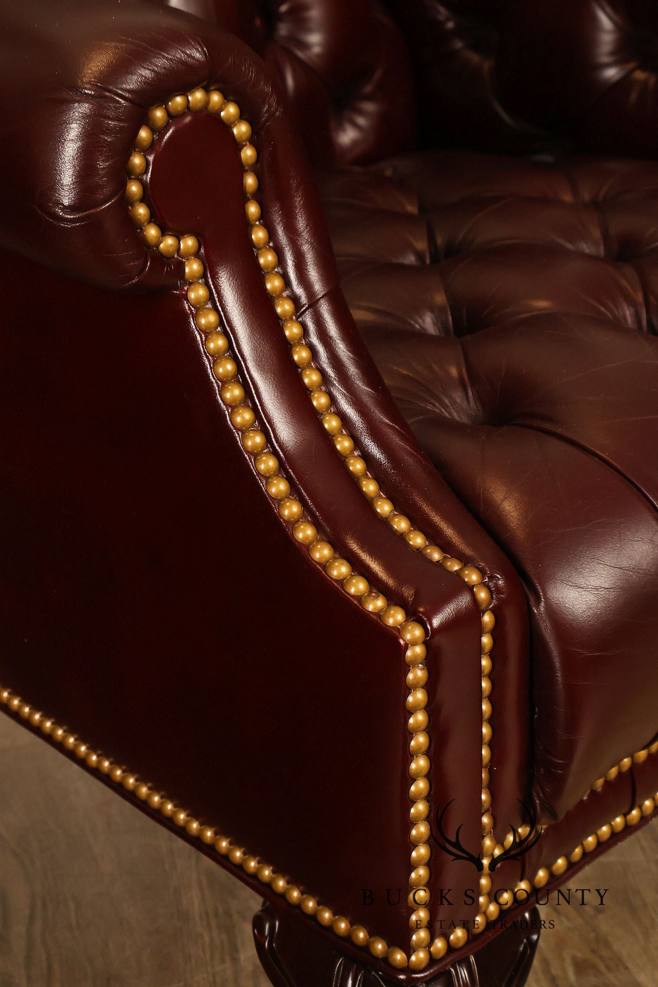 Leathercraft Chesterfield Style Tufted Oxblood Leather Wing Chair