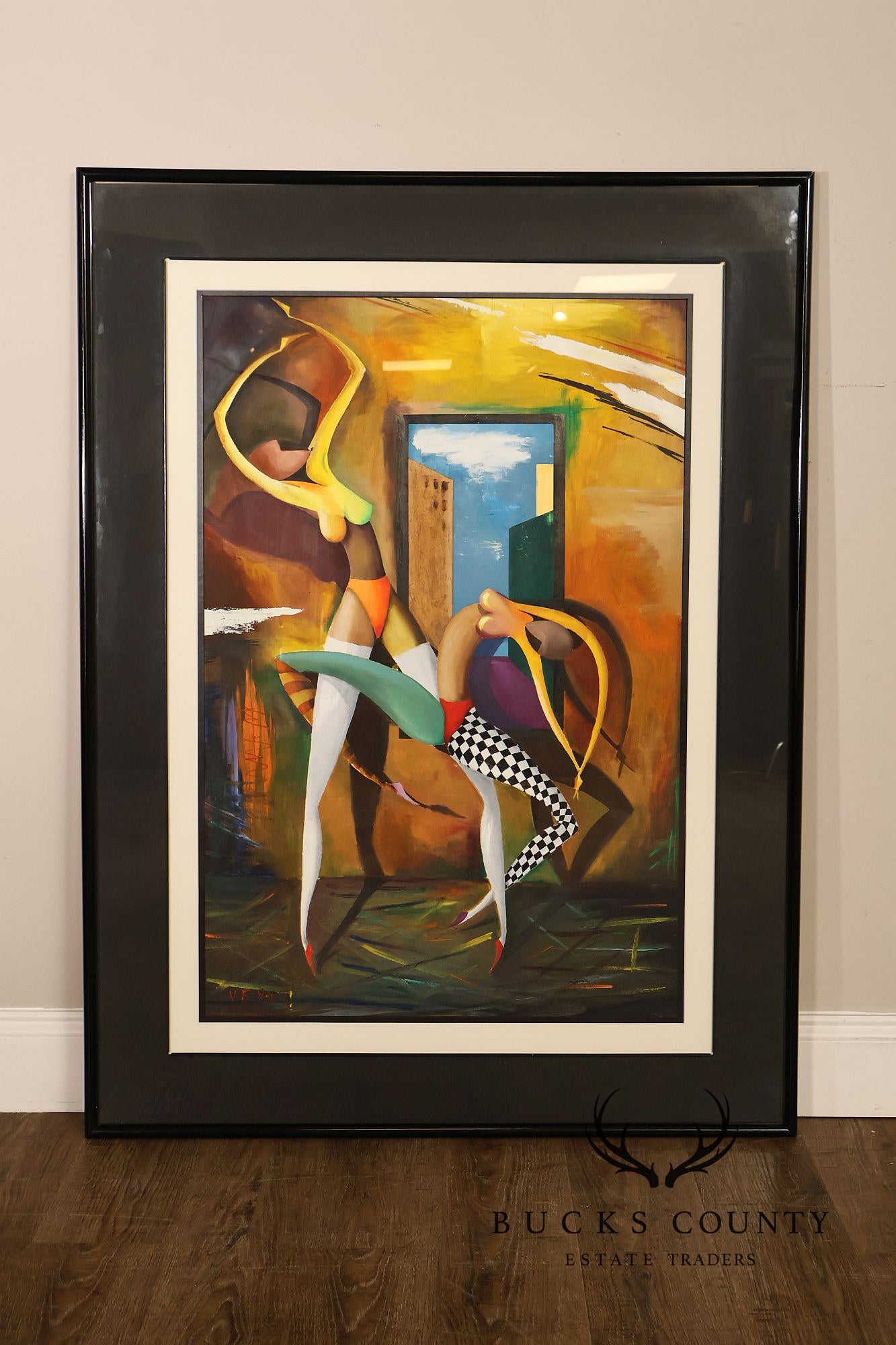 Large Framed Oil Painting Of Dancers By Vassily Fedulov