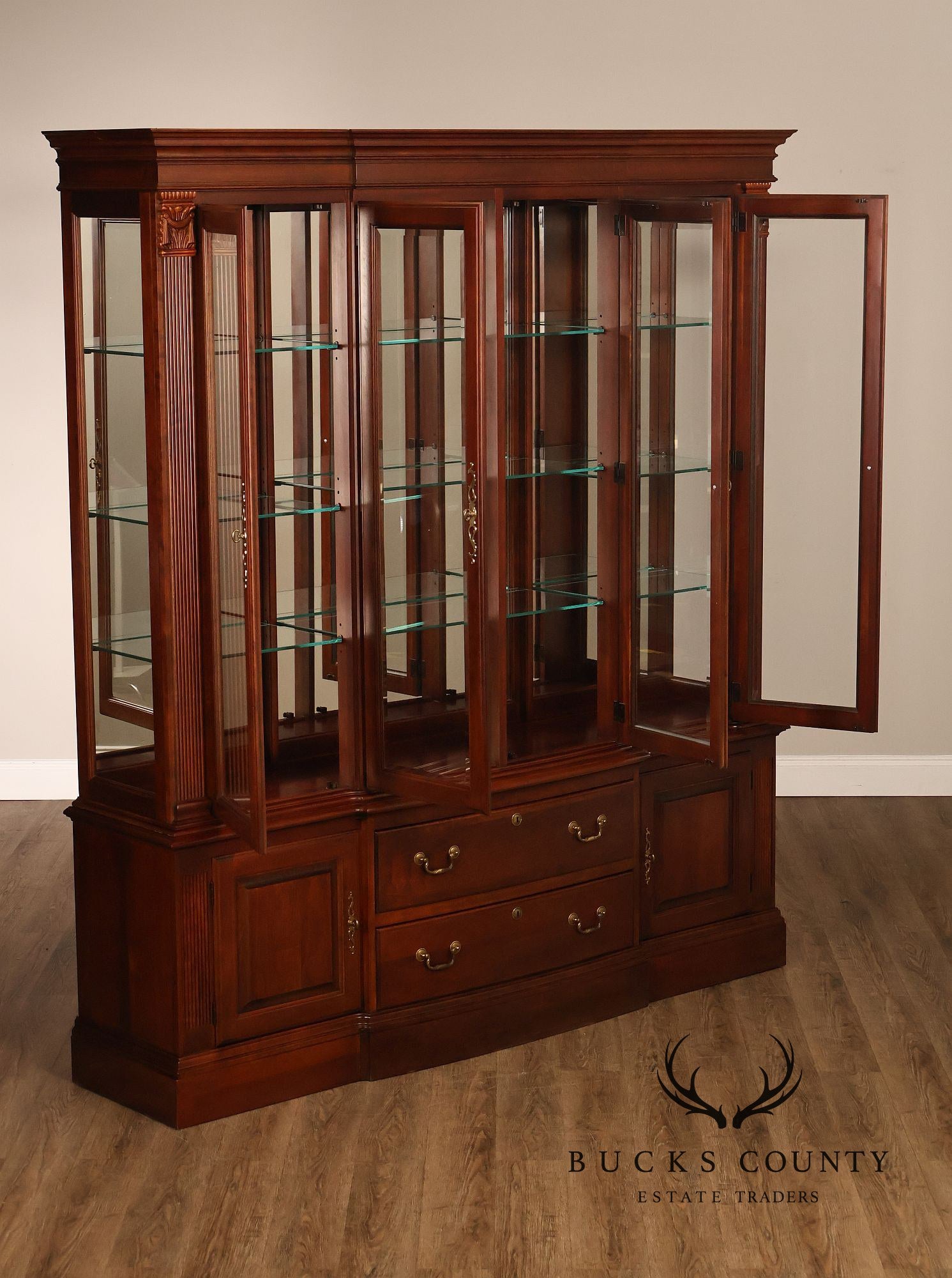 Pennsylvania House Georgian Revival Cherry Lighted Cherry China Cabinet