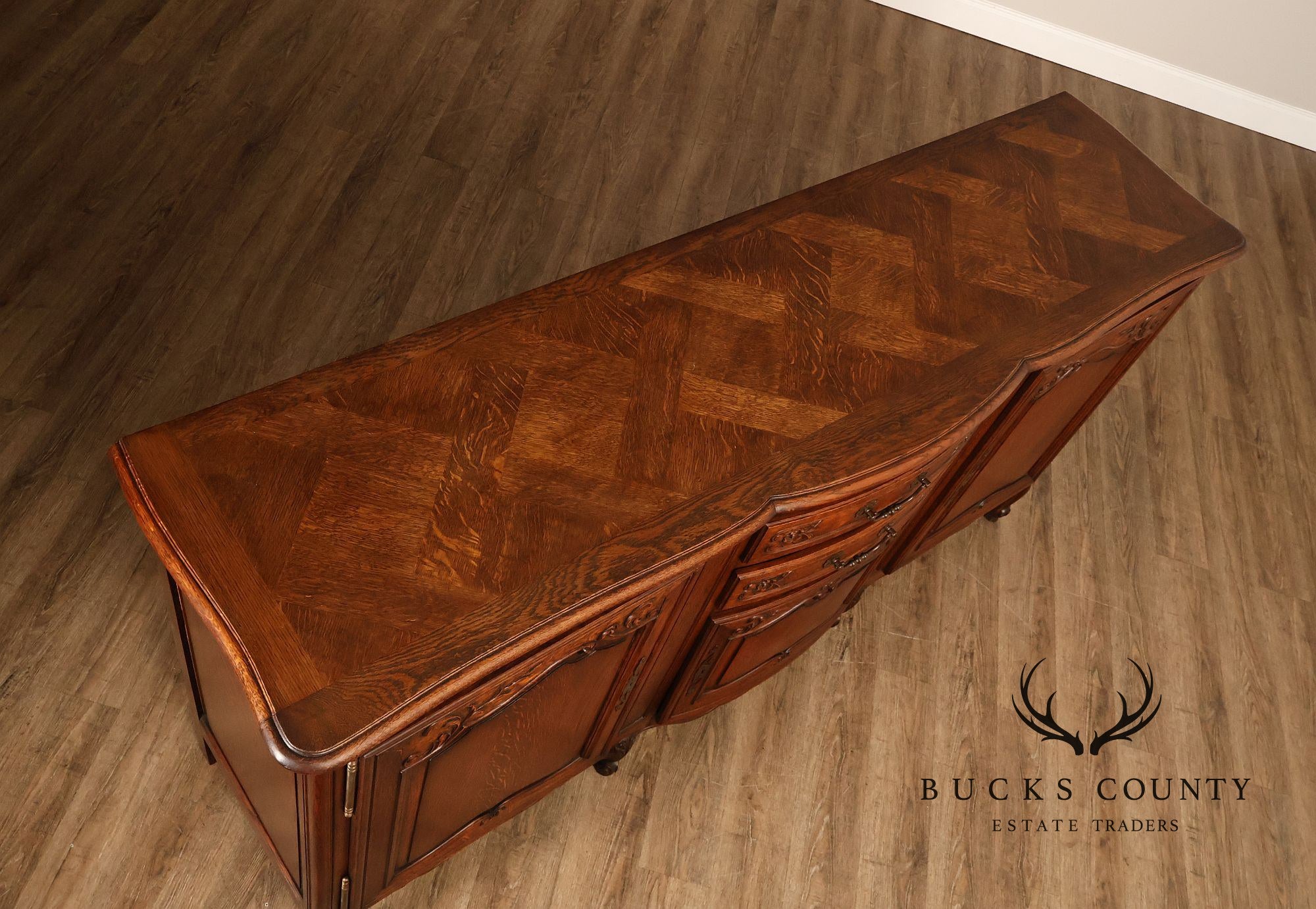 Antique Country French Louis XV Style Oak Buffet Sideboard