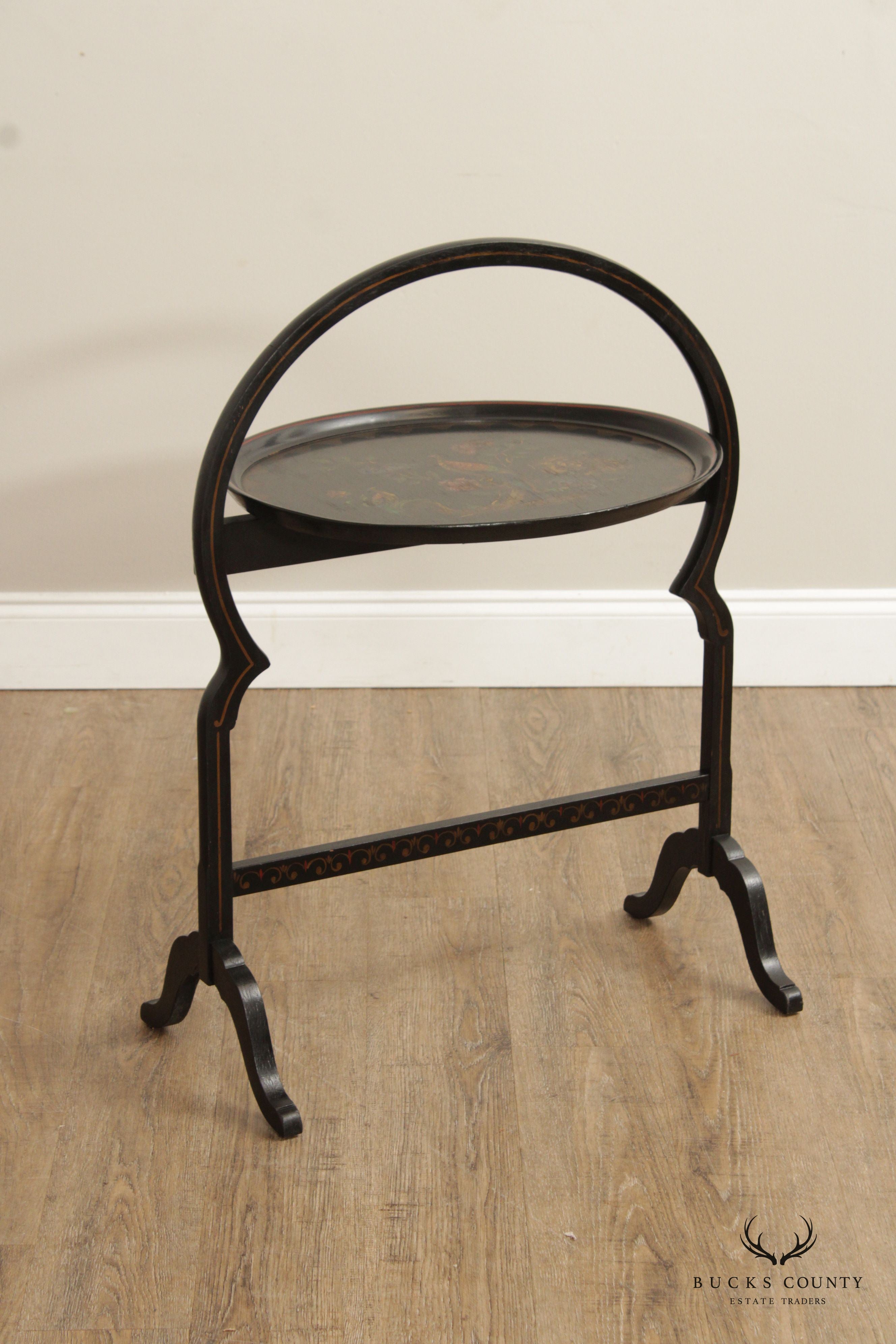 Hand Painted and Decorated Antique Folding Pastry Table