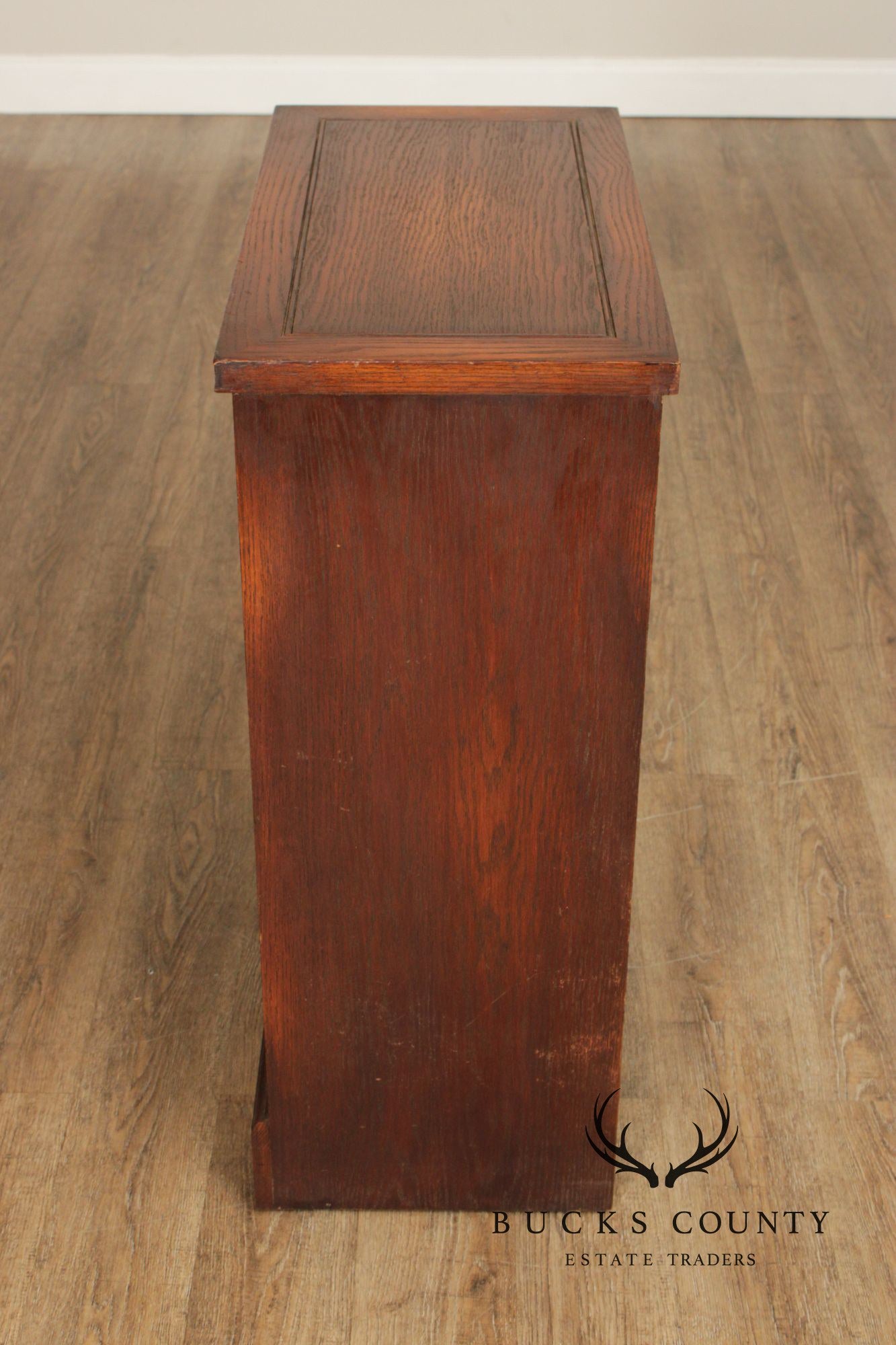 Romweber Pair of Carved Oak Low Bookcases