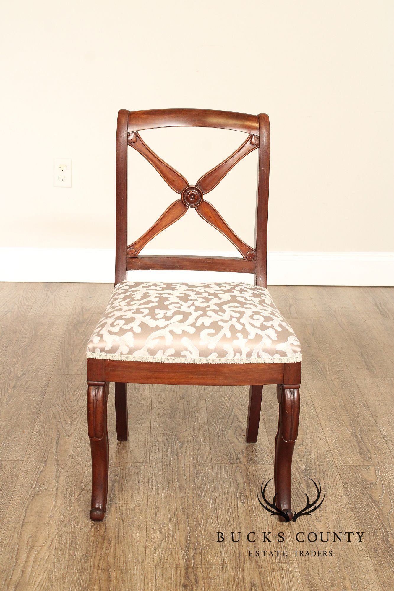 Antique Set of 4 Classical French Empire Mahogany Dining Chairs
