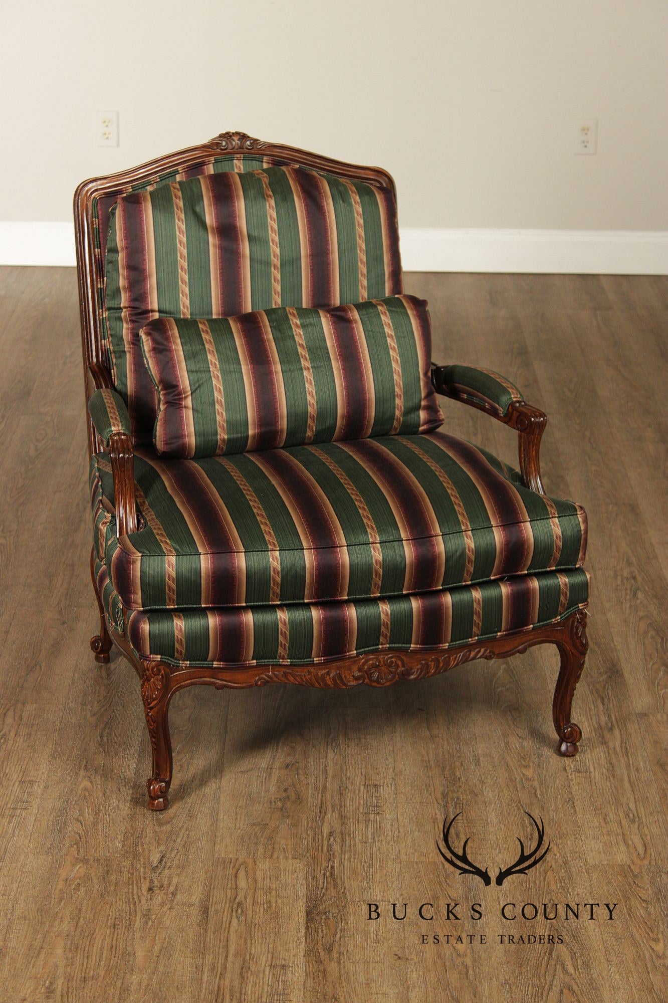 Sherrill Furniture French Louis XV Style Pair of Bergere Armchairs