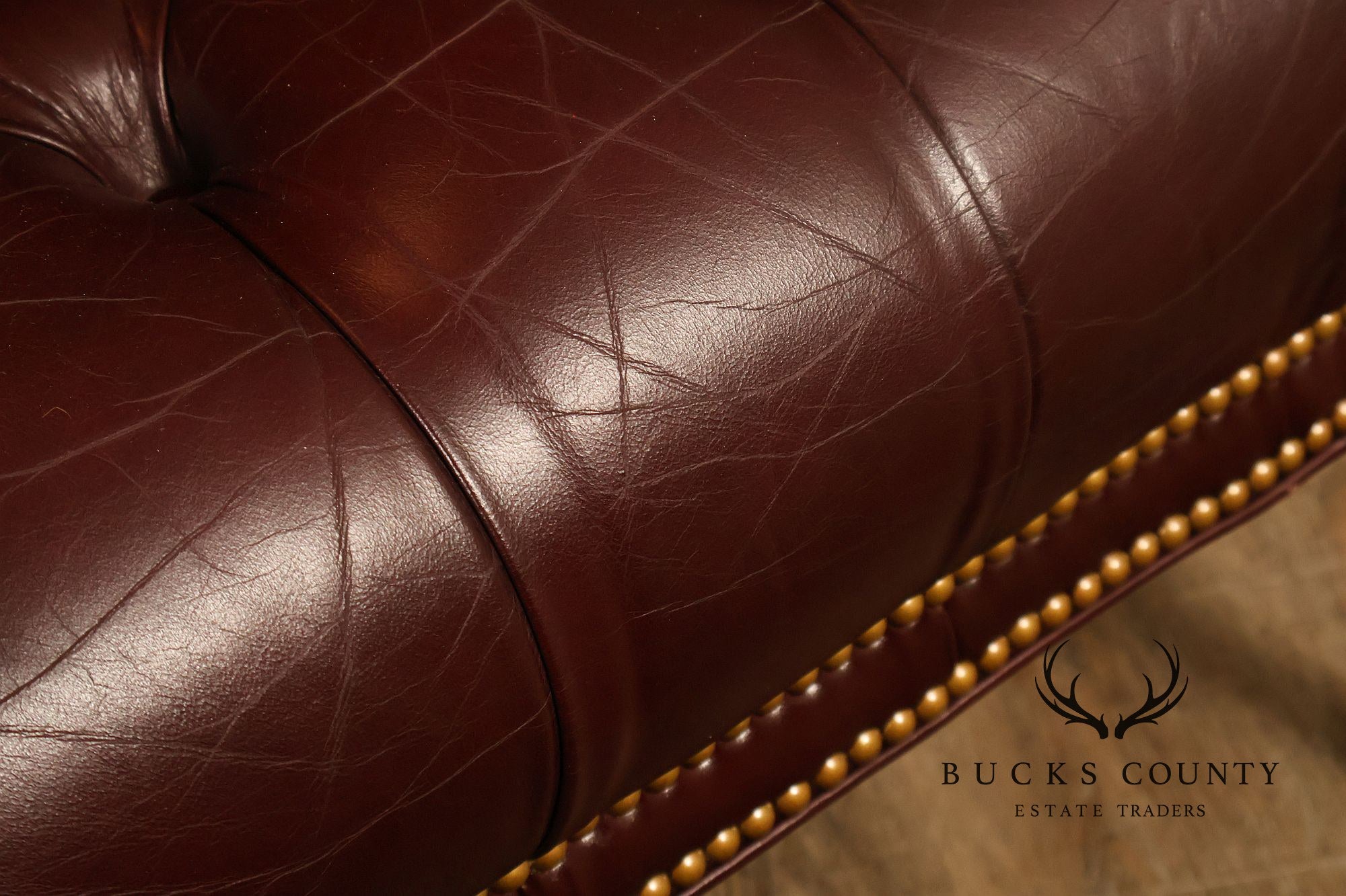 Leathercraft Chesterfield Style Tufted Oxblood Leather Wing Chair