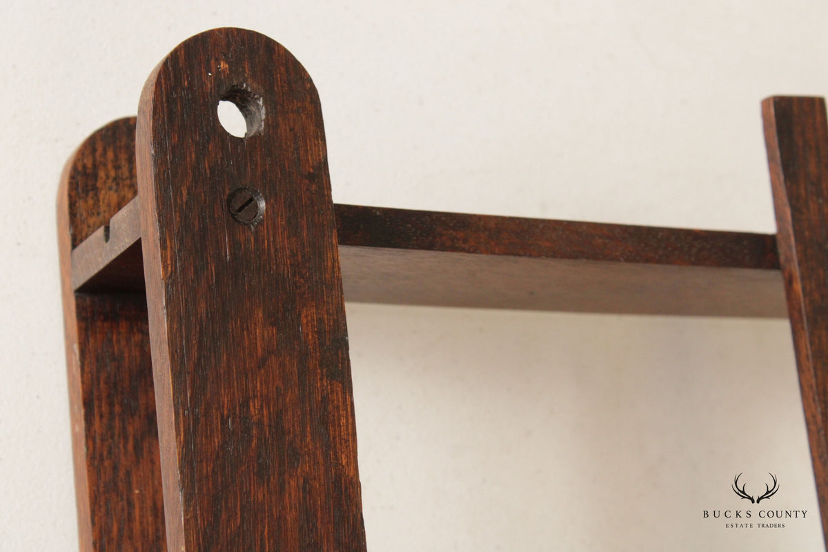 Arts And Crafts Oak Wall-Mounted Plate or Display Rack