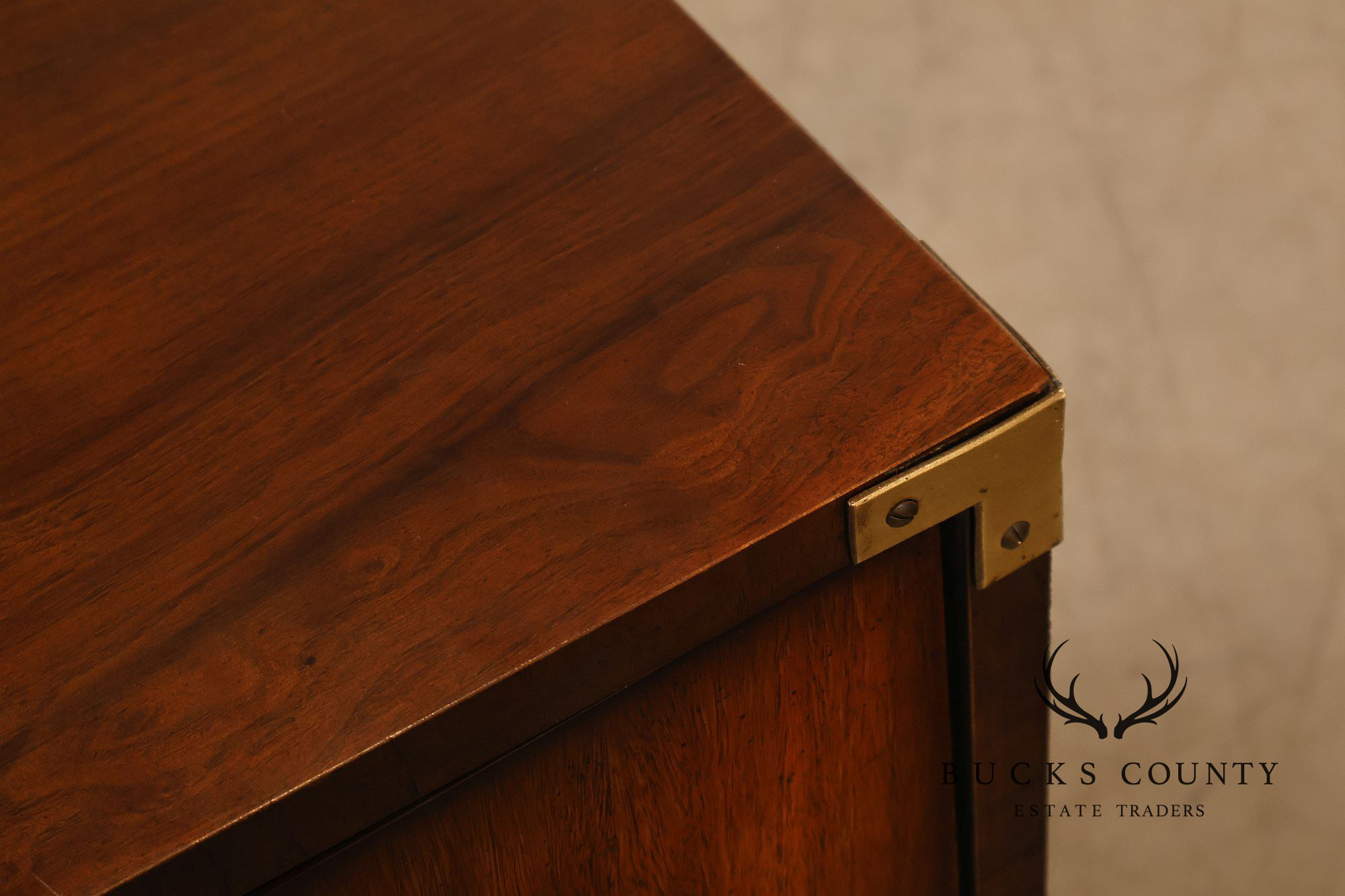 Lane Campaign Style Walnut Chest Of Drawers