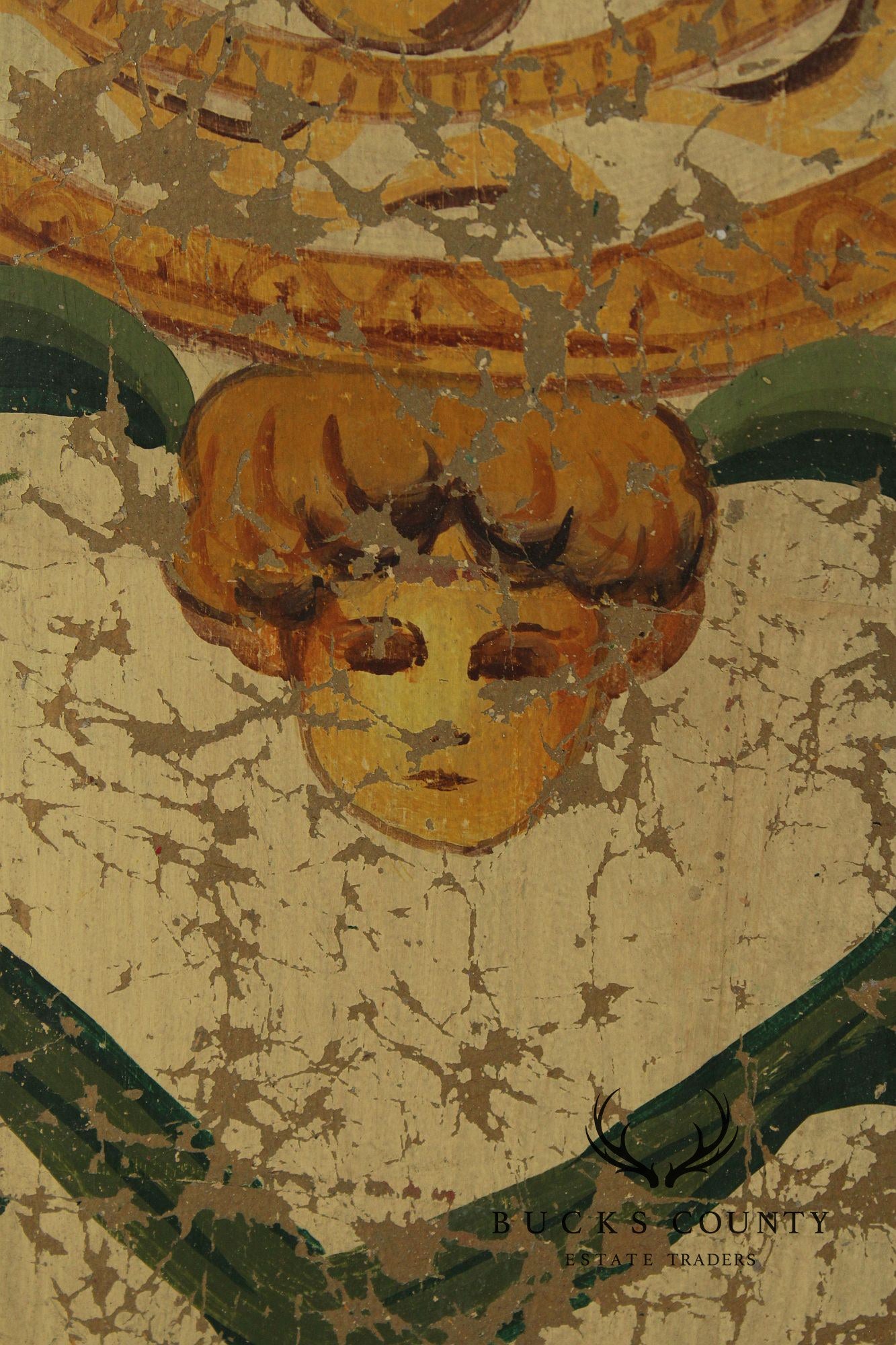 Italian Neoclassical Style Painted Four-Panel Folding Screen