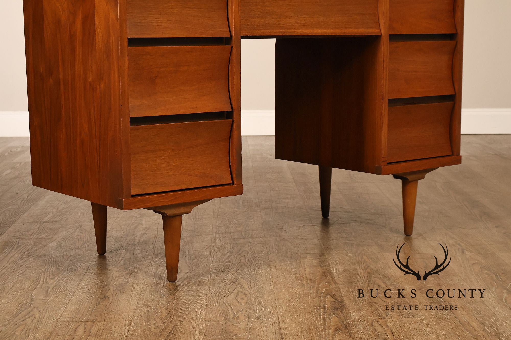 Mid Century Modern Sculpted Front Writing Desk