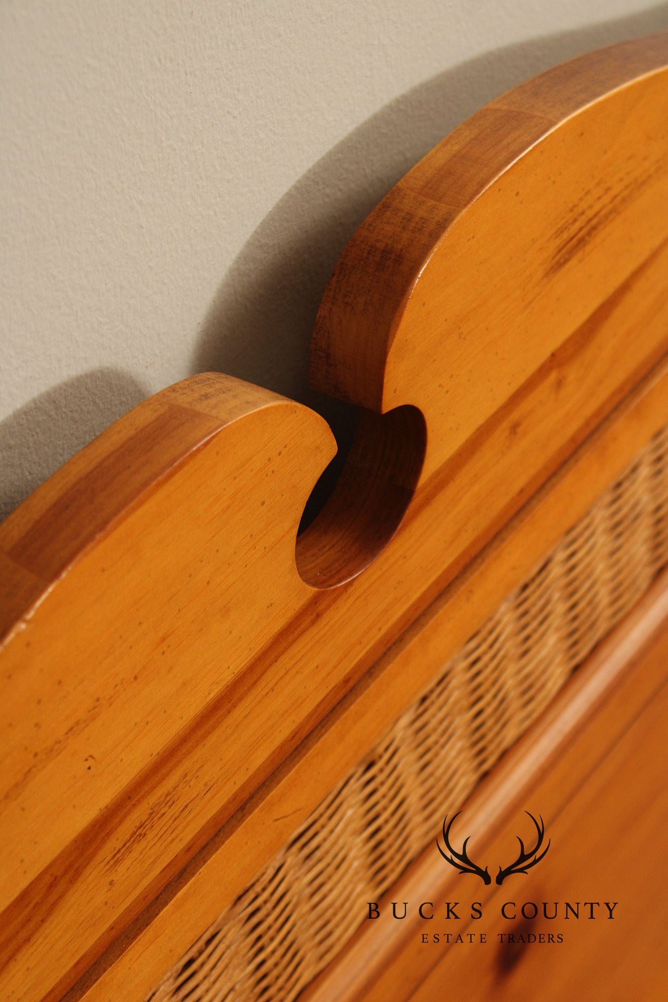 Stanley Furniture Country Pine and Wicker Twin Headboard