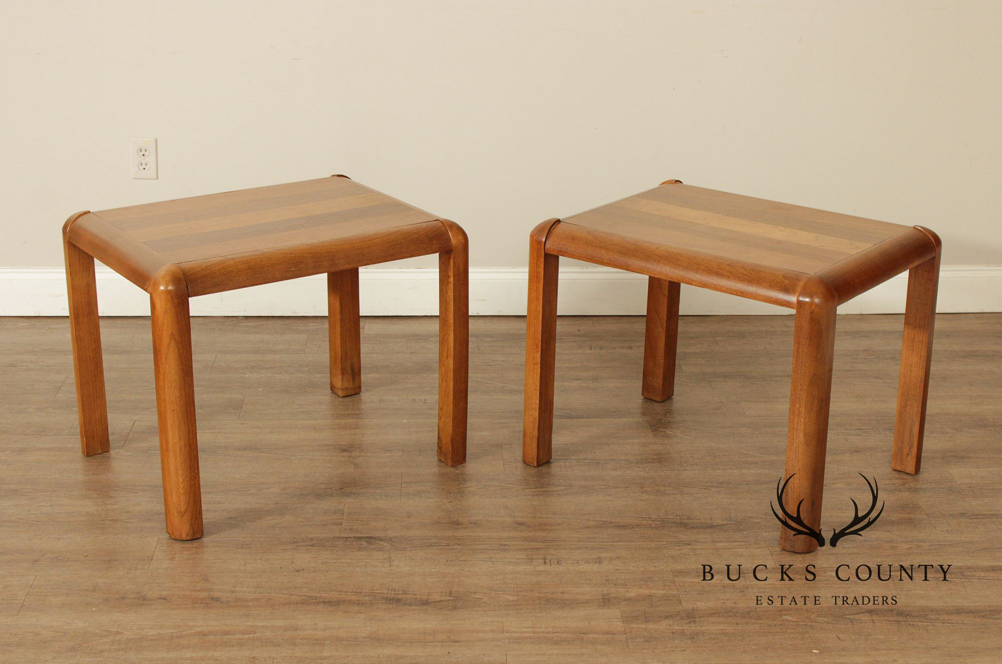 Lane Modern Pair of Teak Side Tables