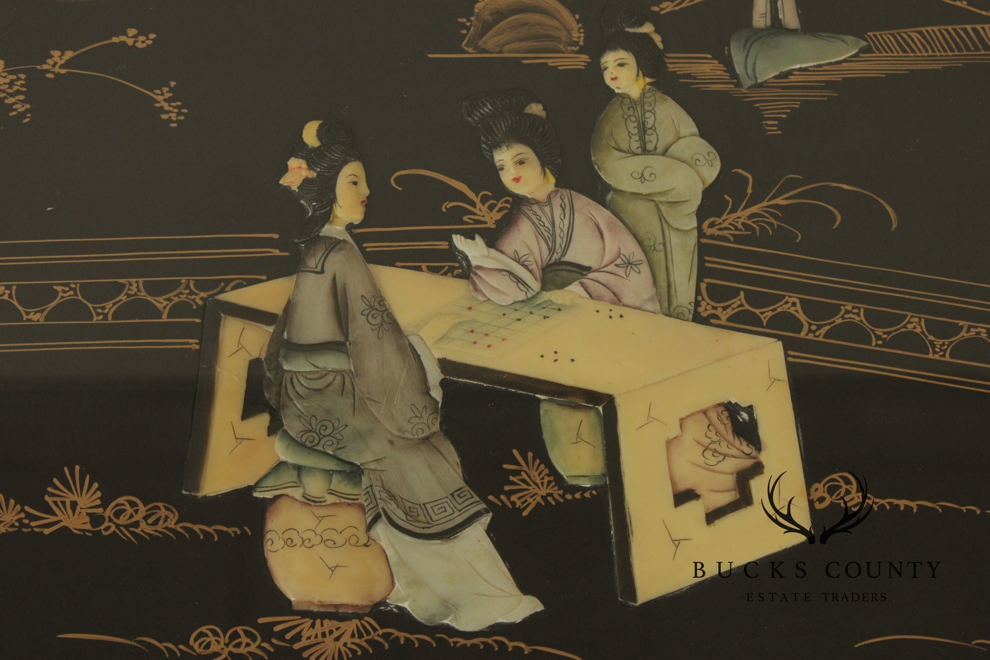 Chinoiserie Glass Top Coffee Table