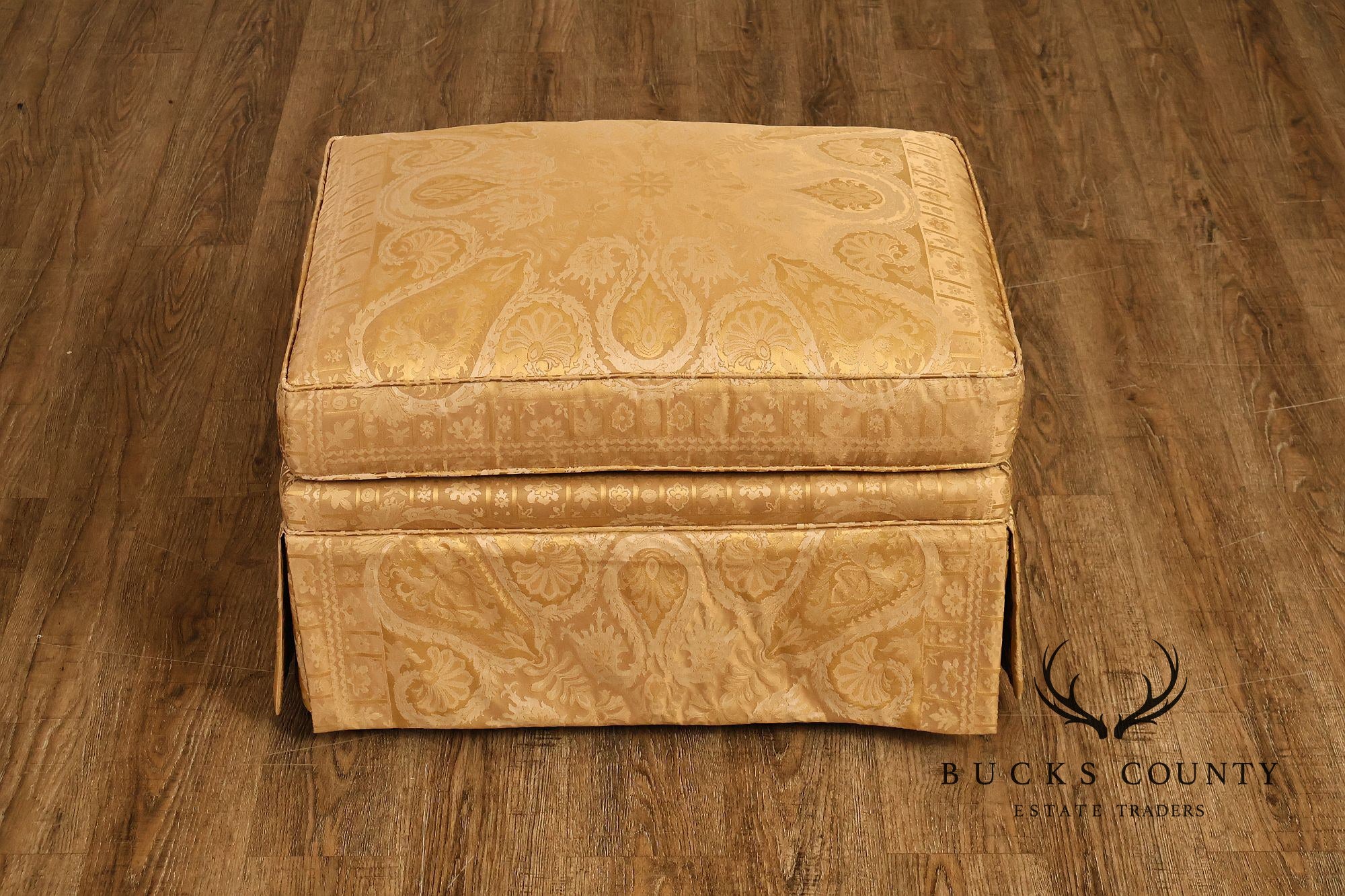 TRS Furniture Traditional Gold D amask Upholstered Lounge Chair And Ottoman