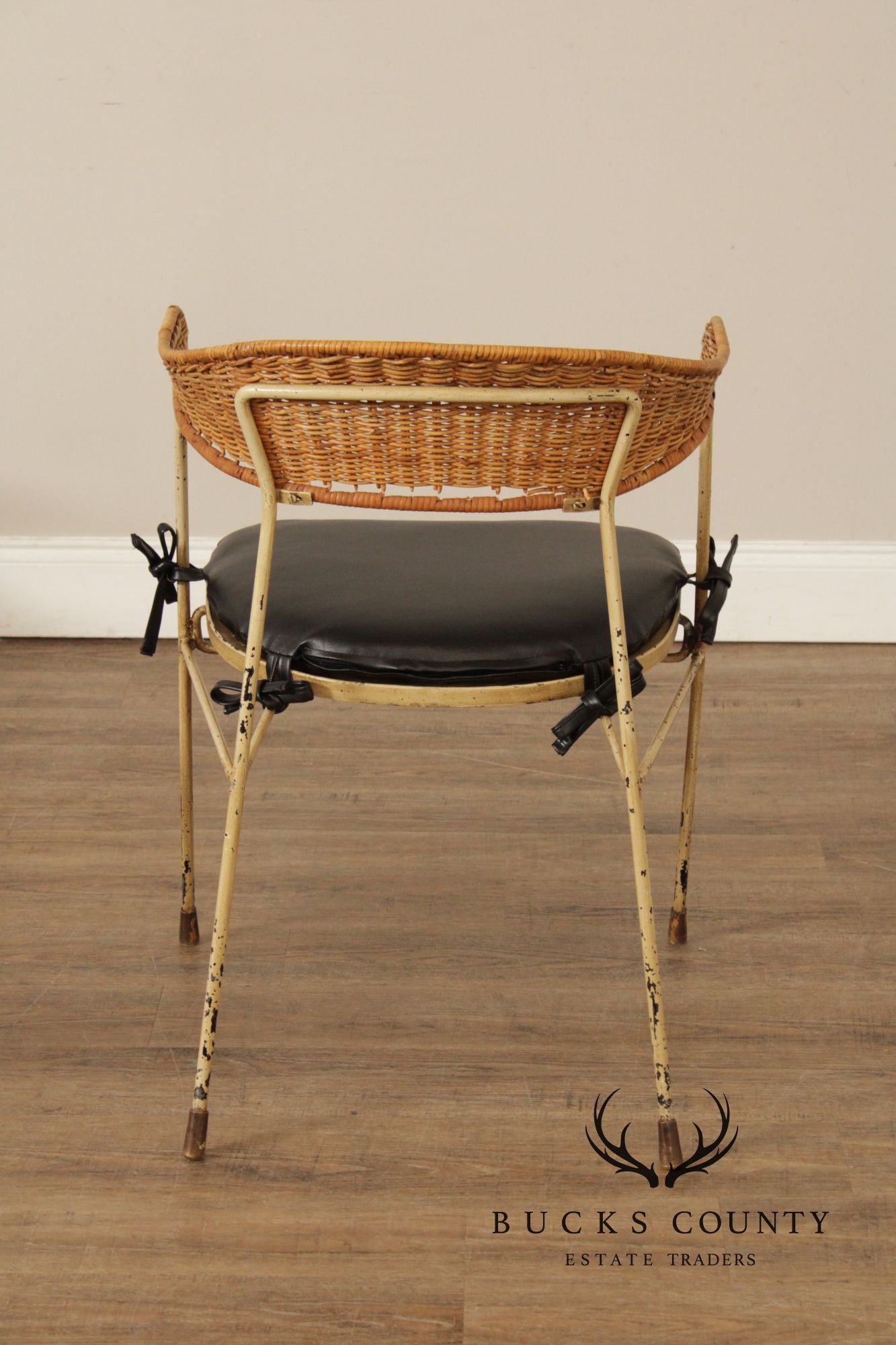 Salterini Mid Century Modern Set of Four Wicker And Iron Side Chairs