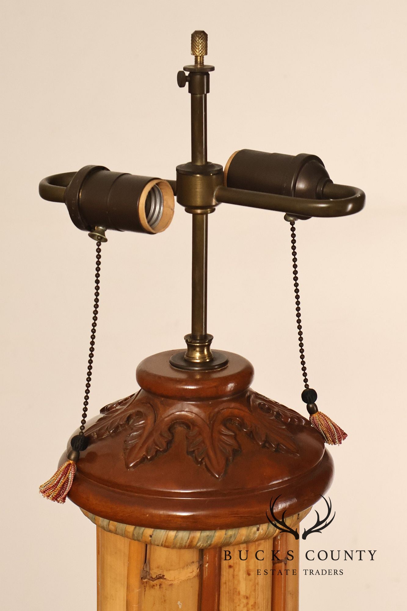 MacKenzie-Childs Rabbit Floor Lamp With Bamboo Column And Beaded Shade
