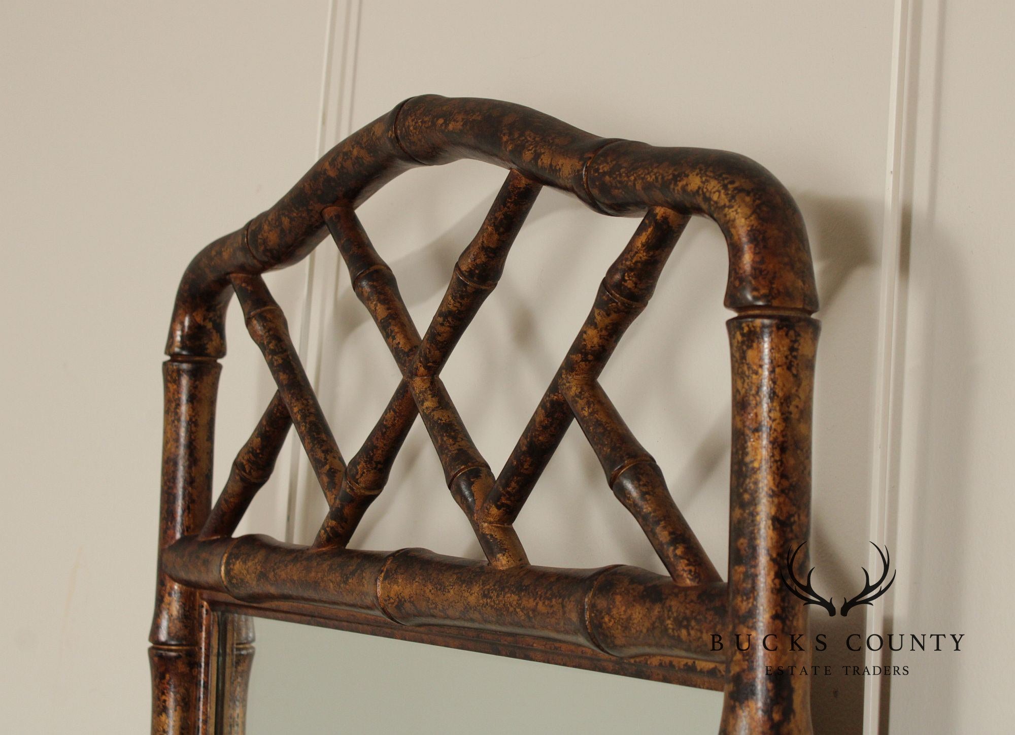 Henredon Hollywood Regency Faux Bamboo Wall Mirror