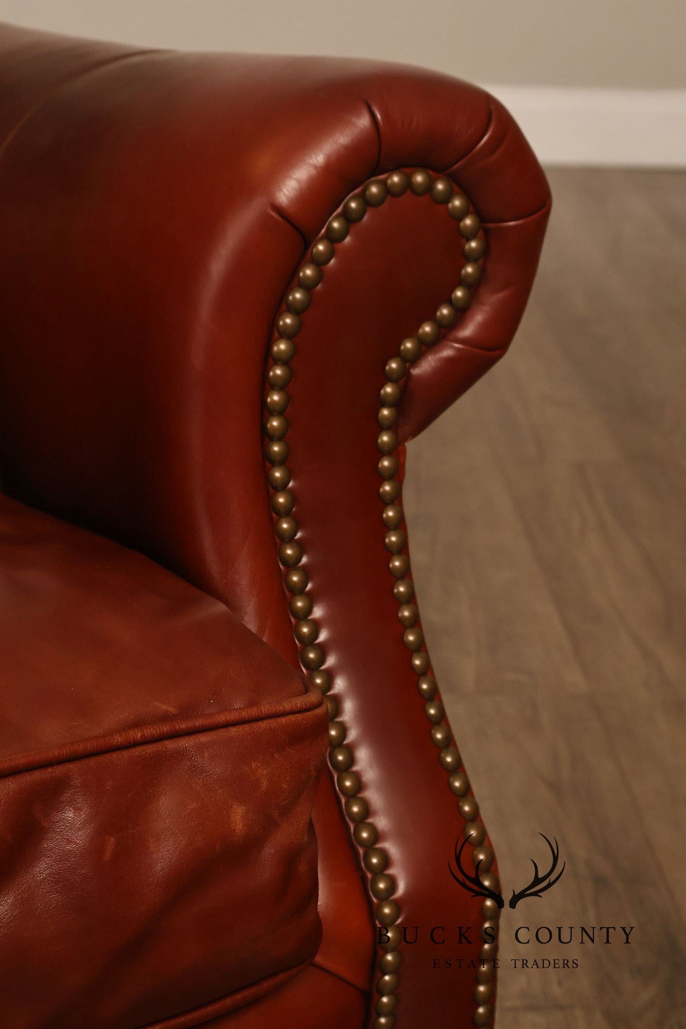 Bradington-Young Traditional Style Leather Three Cushion Sofa