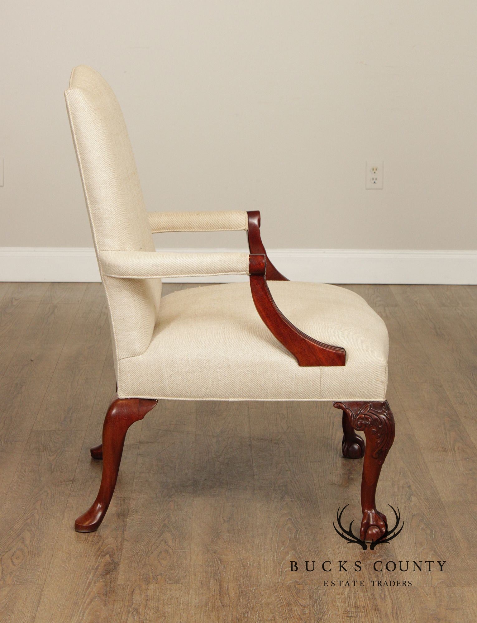 Georgian Style Mahogany Gainsborough Library Armchair