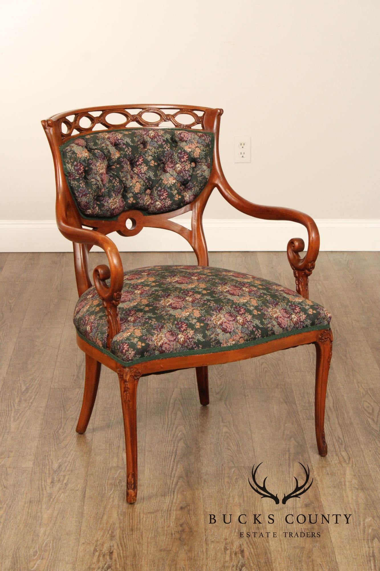 Regency Style Pair of Carved Parlor Armchairs