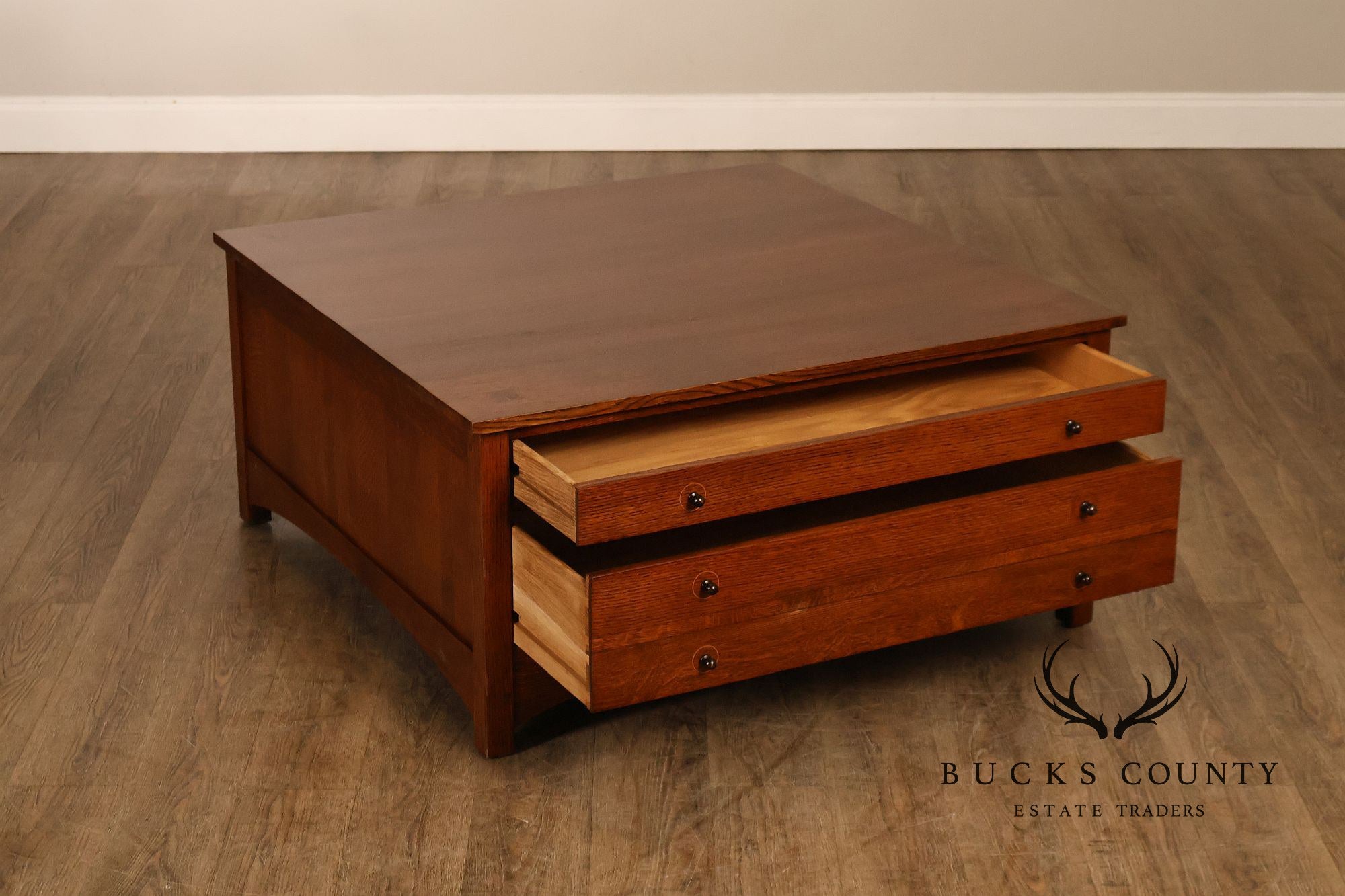 Stickley Harvey Ellis Mission Collection Oak Cocktail Table With Inlay