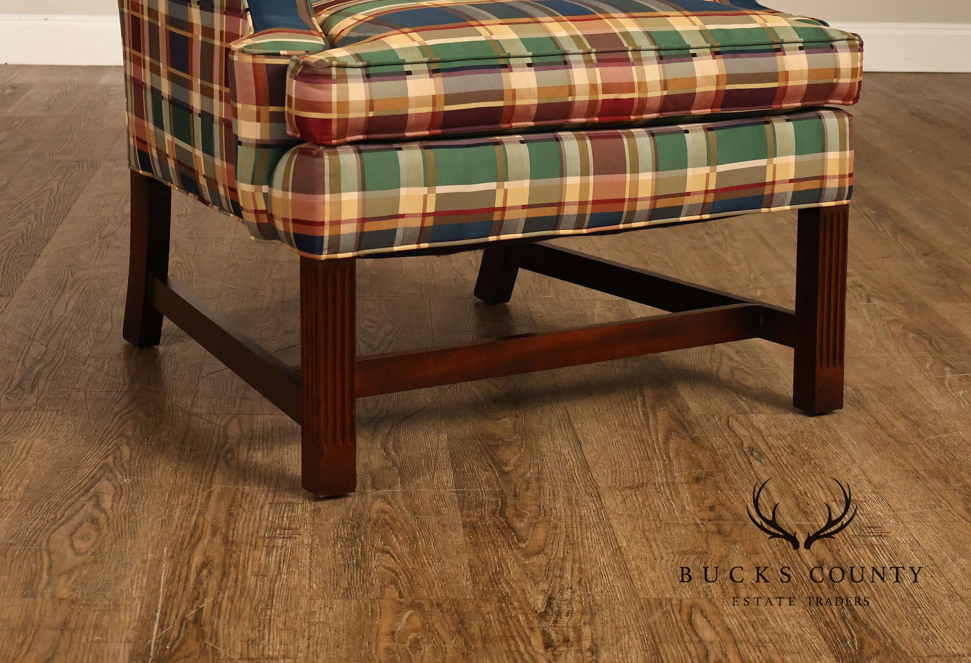 Henredon Custom Folio Collection Plaid Wingback Armchair