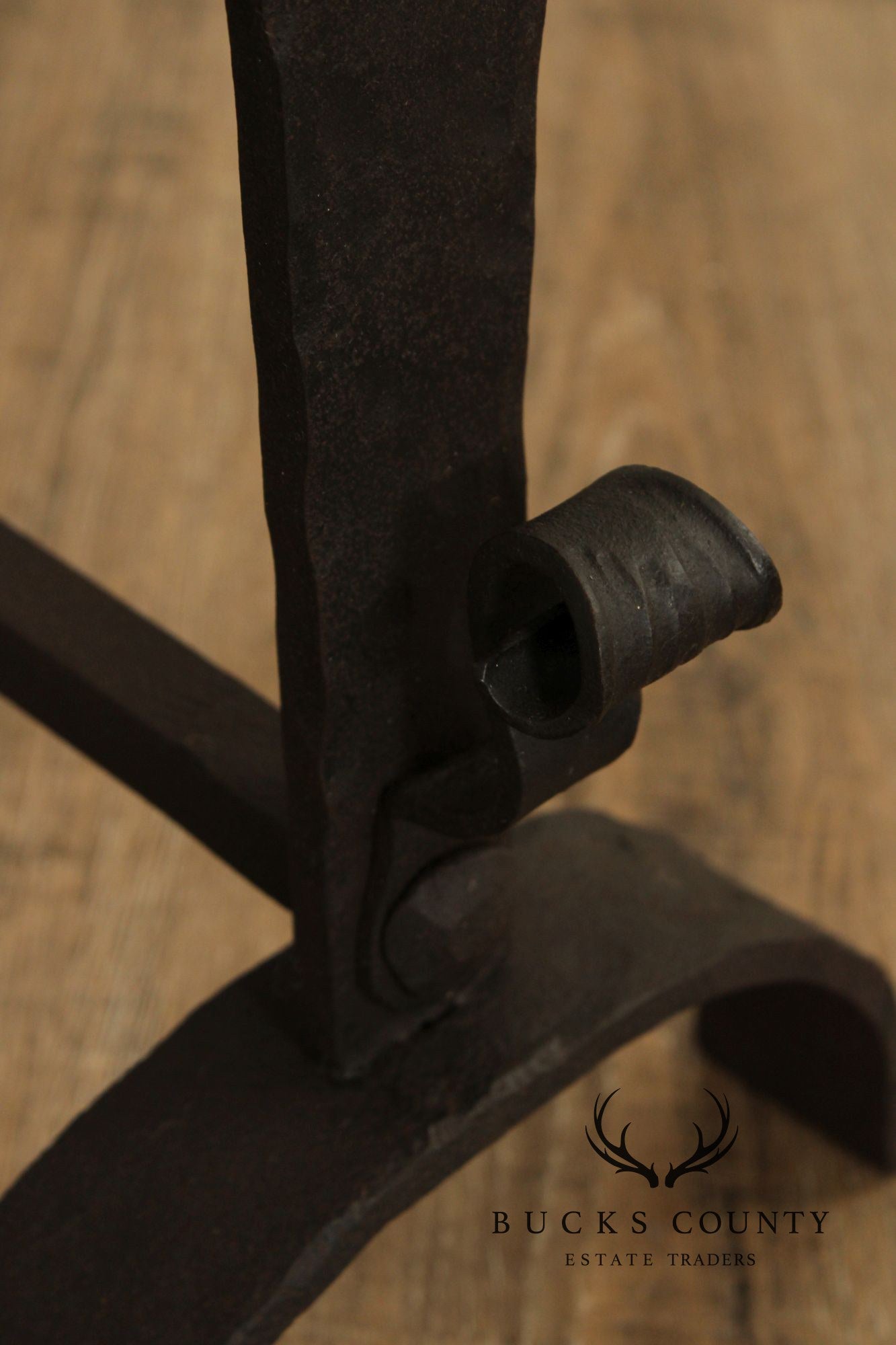 Arts & Crafts Pair of Wrought Iron Duck Fireplace Andirons