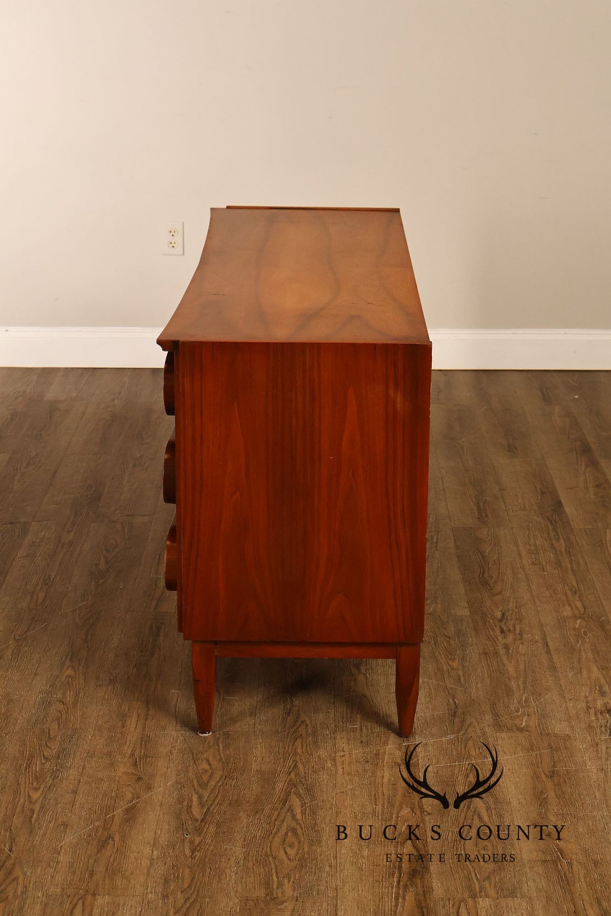 Mid-Century Modern Walnut Bentwood Sculpted Handle Sideboard