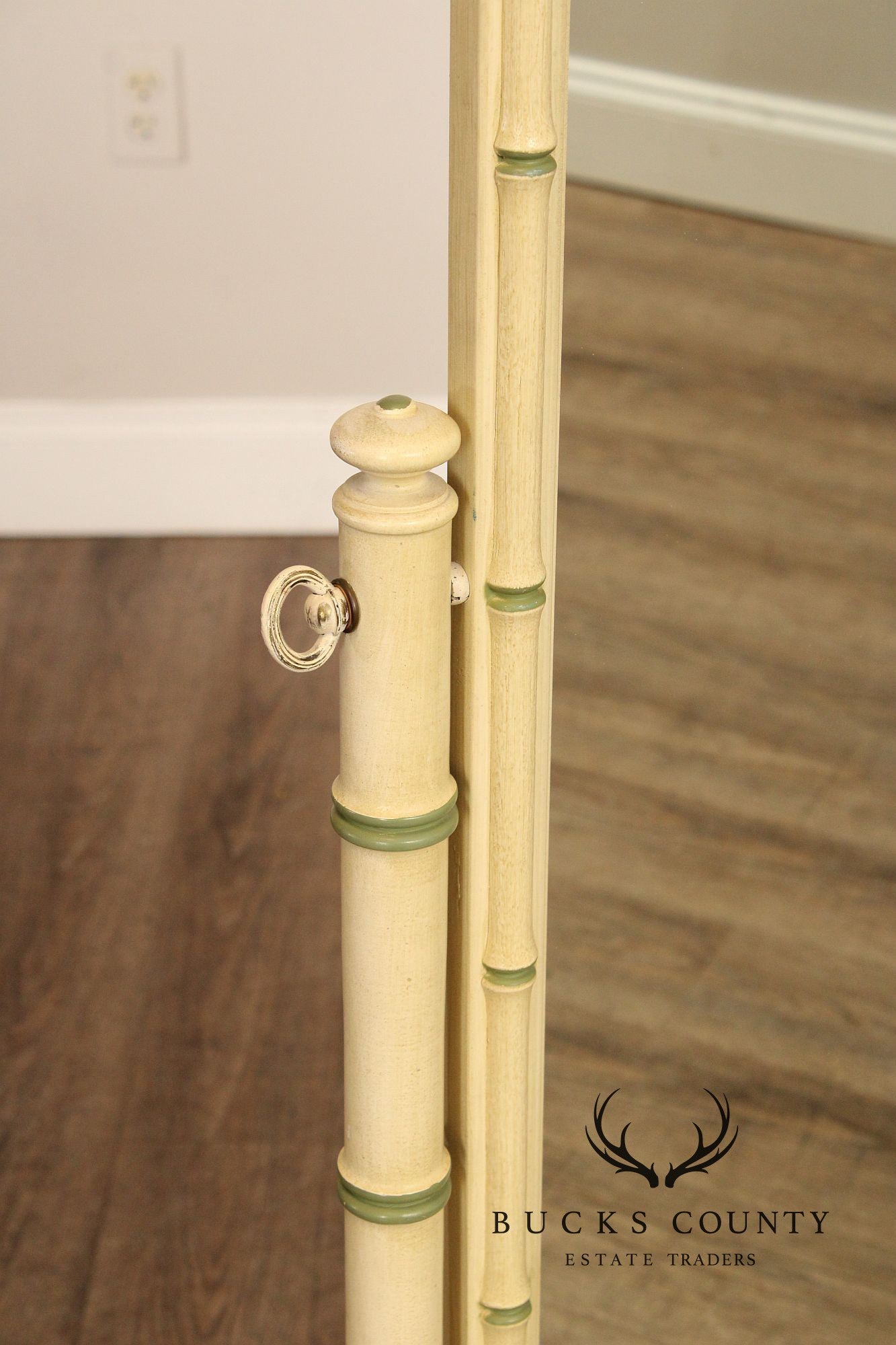 Thomasville Vintage Faux Bamboo Painted Cheval Mirror