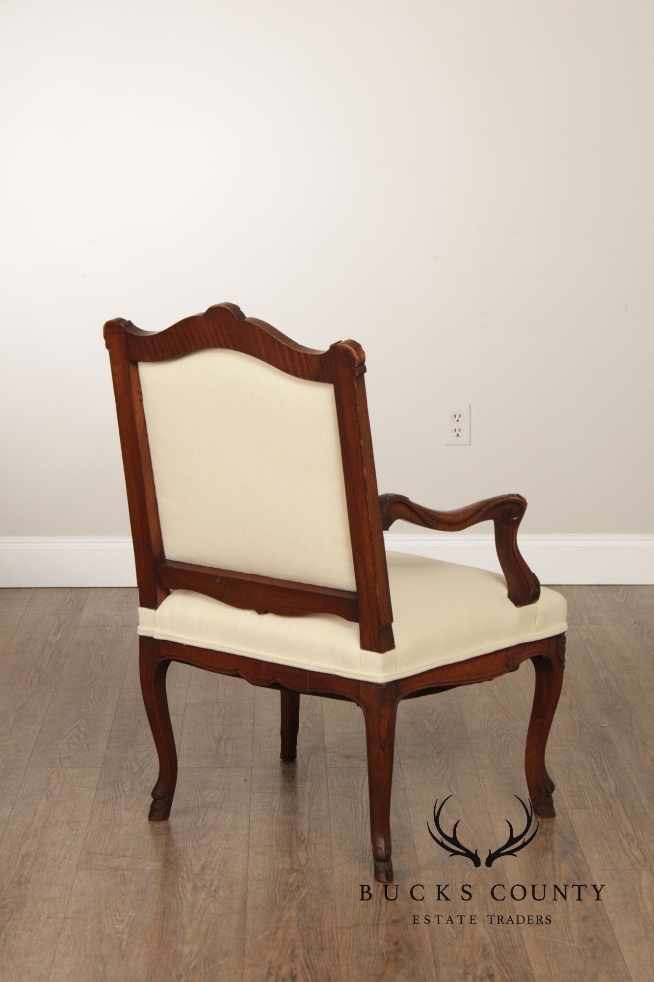 Antique French Louis XV Style Pair of Carved Walnut Fauteuil Armchairs